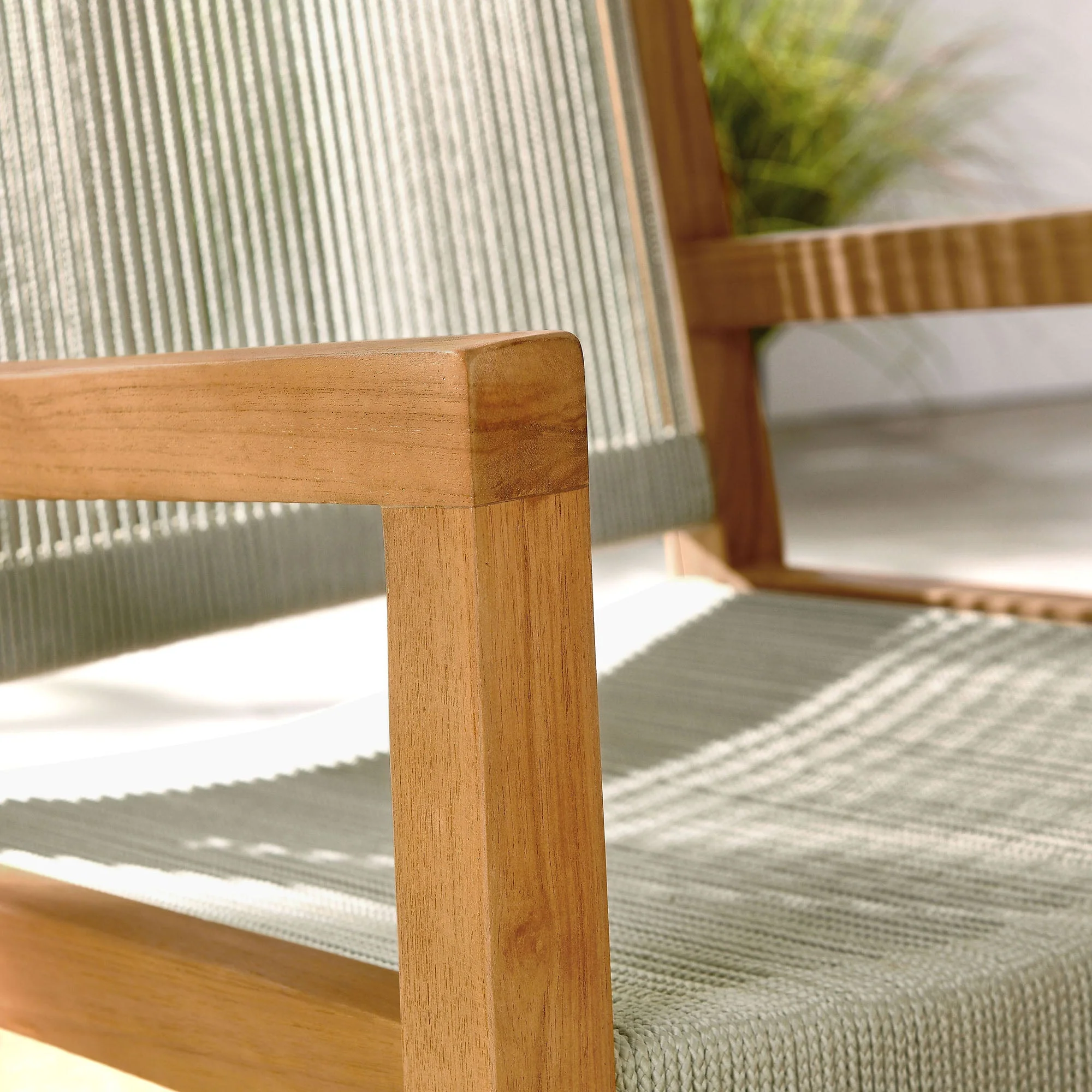 Vienna Outdoor Patio Teak and Rope Dining Armchairs Set of 2 - Image 3