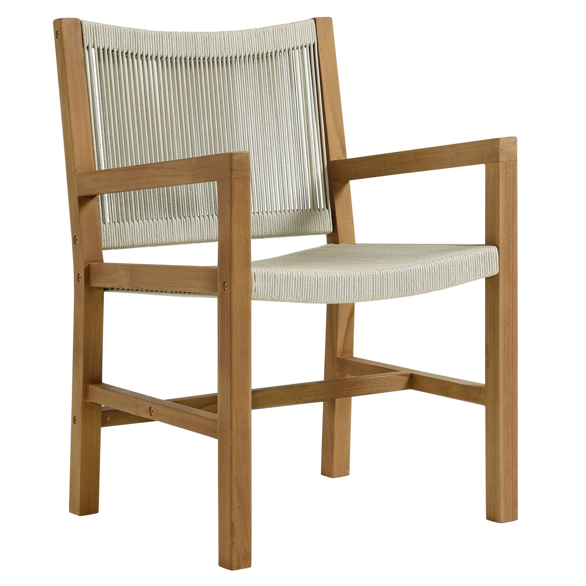 Vienna Outdoor Patio Teak and Rope Dining Armchairs Set of 2 - Image 4