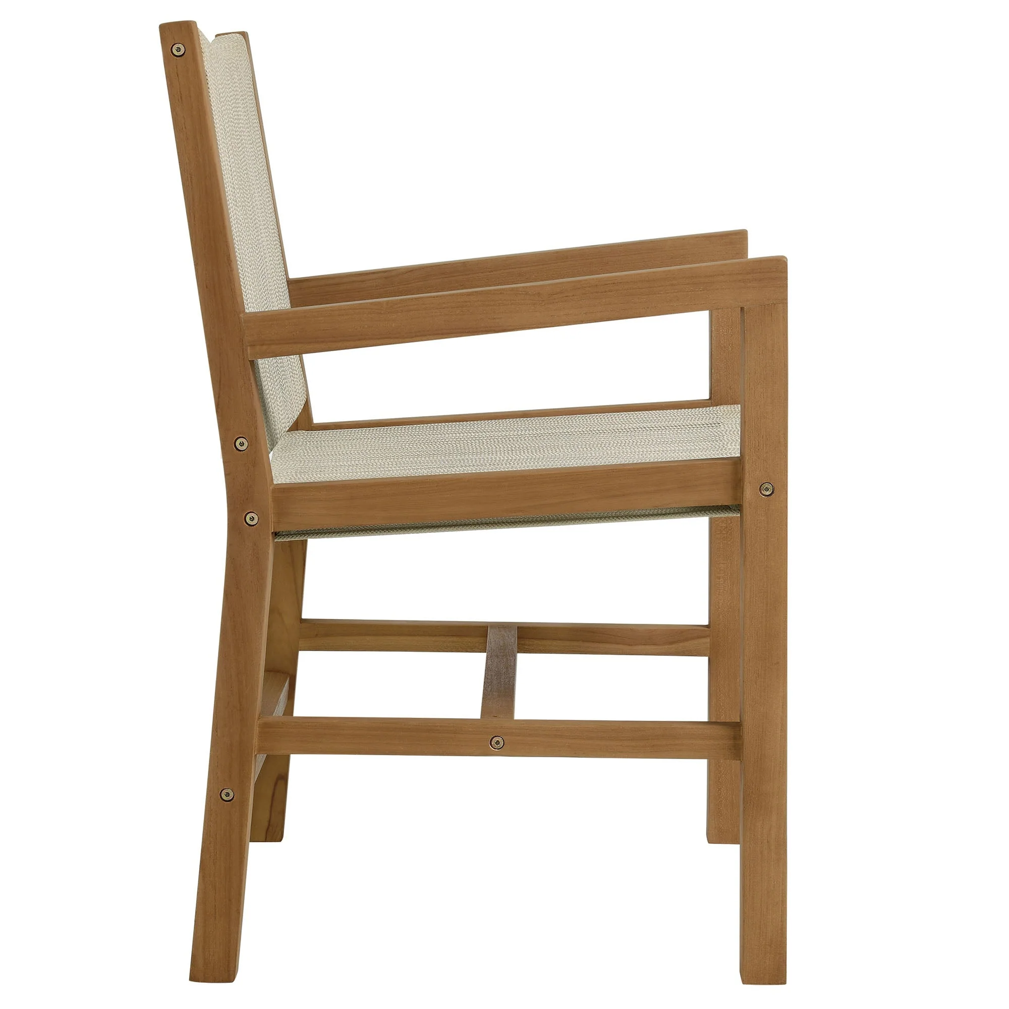 Vienna Outdoor Patio Teak and Rope Dining Armchairs Set of 2 - Image 5