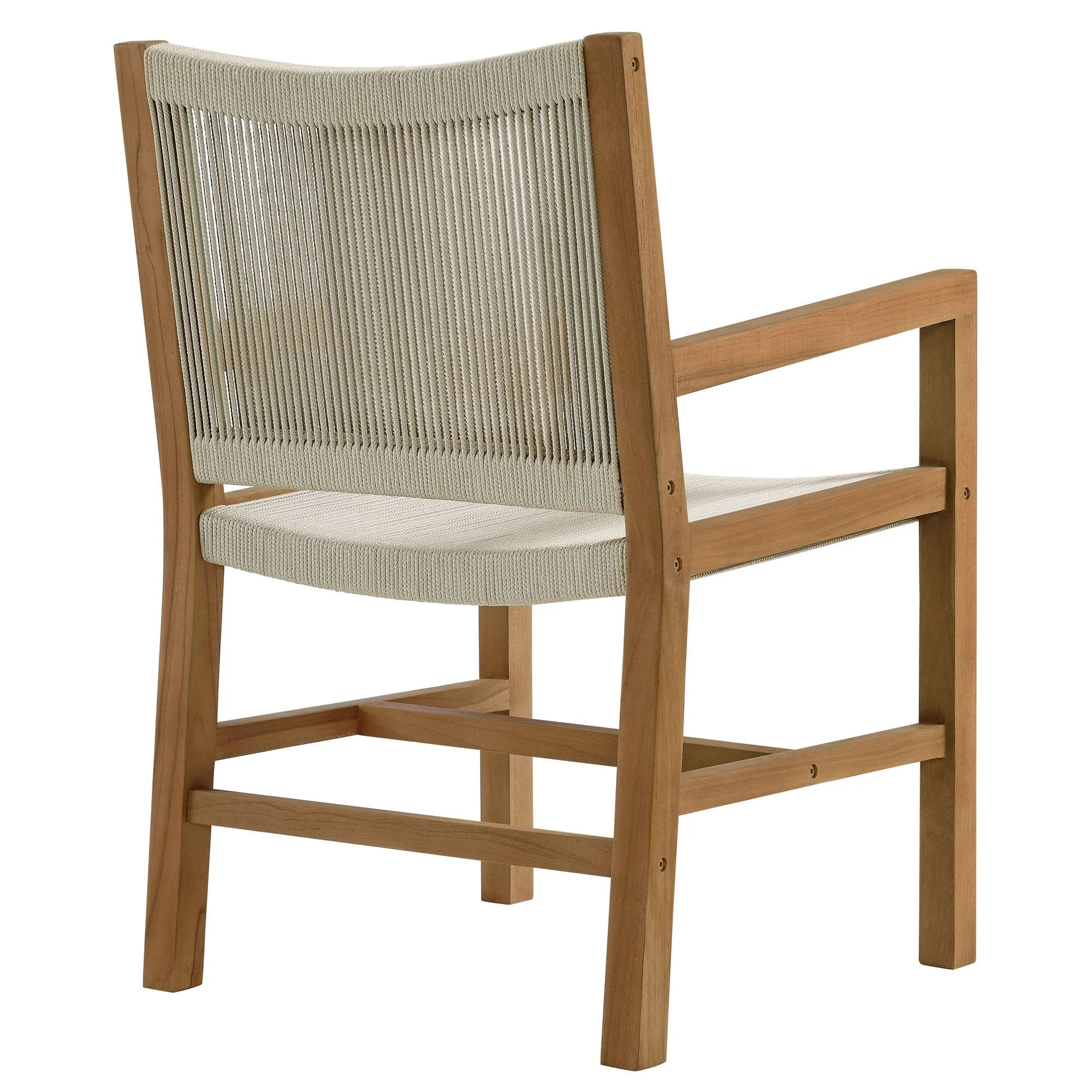 Vienna Outdoor Patio Teak and Rope Dining Armchairs Set of 2 - Image 6