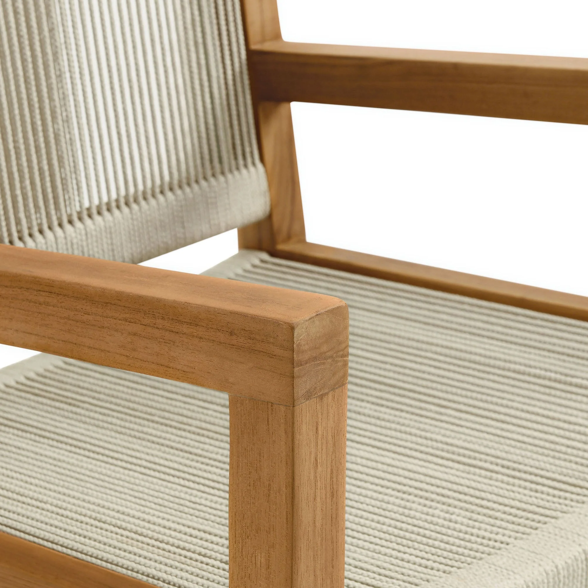 Vienna Outdoor Patio Teak and Rope Dining Armchairs Set of 2 - Image 8