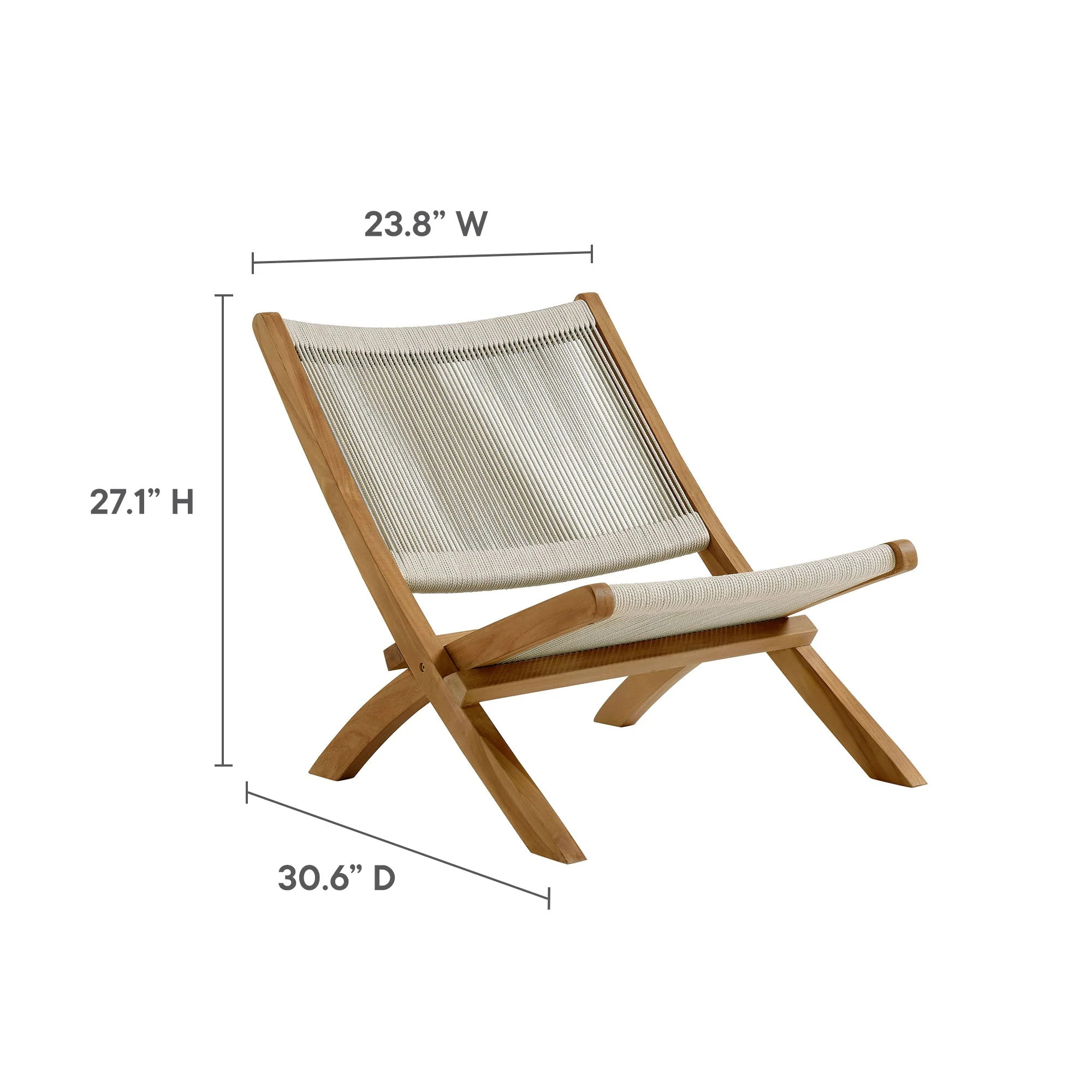 Vienna Outdoor Patio Teak and Rope Folding Accent Lounge Chair - Image 10