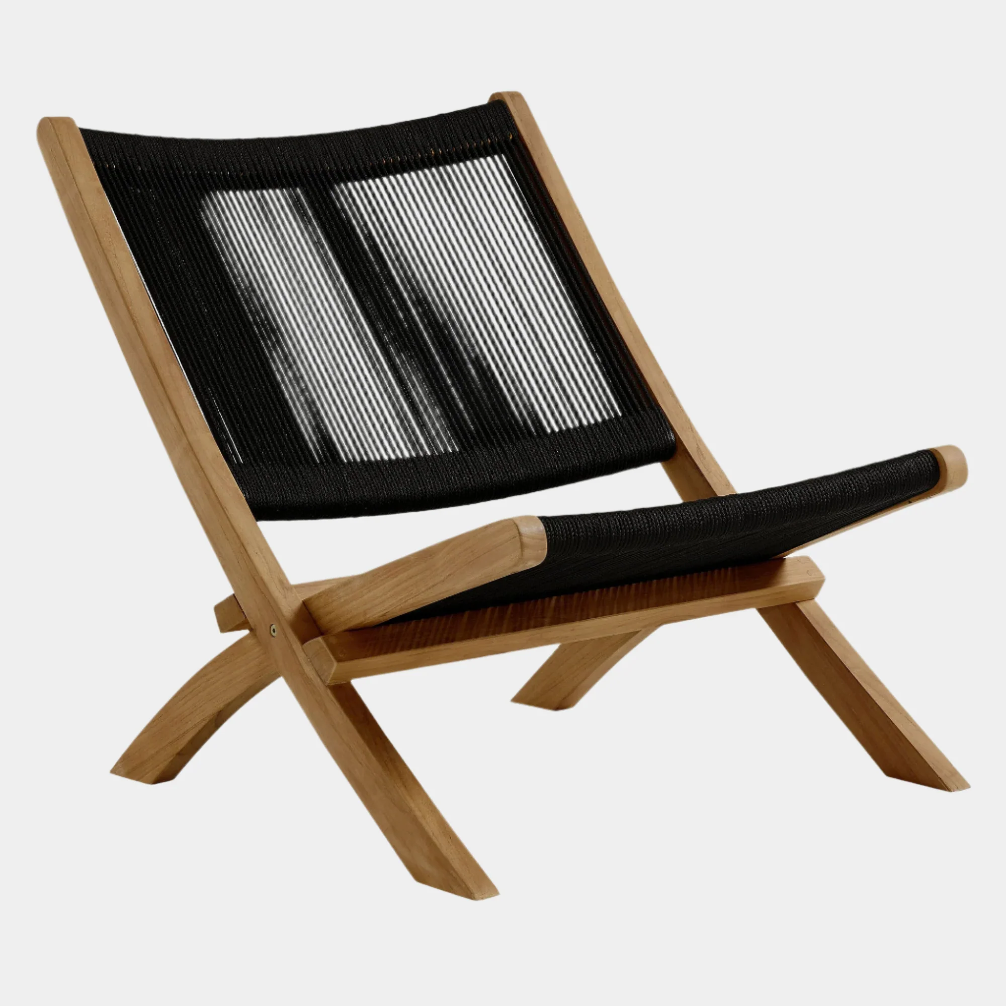 Vienna Outdoor Patio Teak and Rope Folding Accent Lounge Chair - Image 11