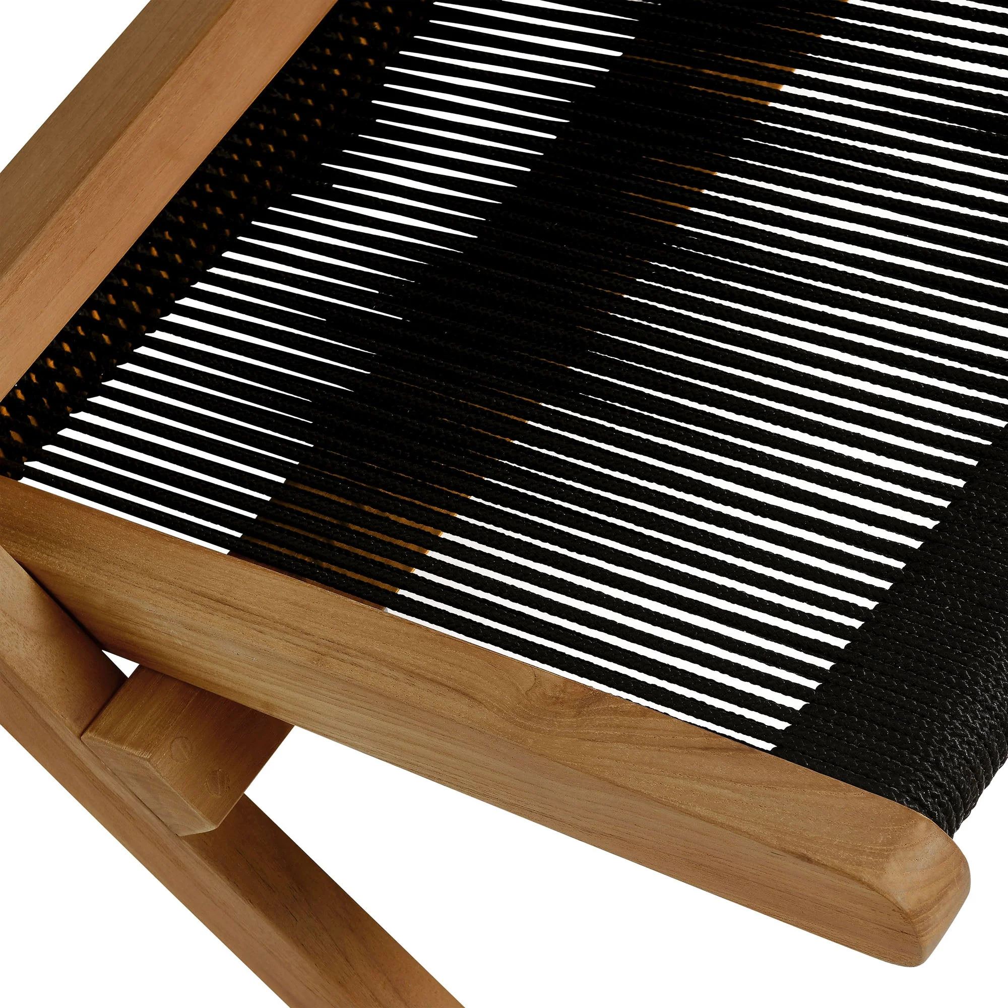 Vienna Outdoor Patio Teak and Rope Folding Accent Lounge Chair - Image 18