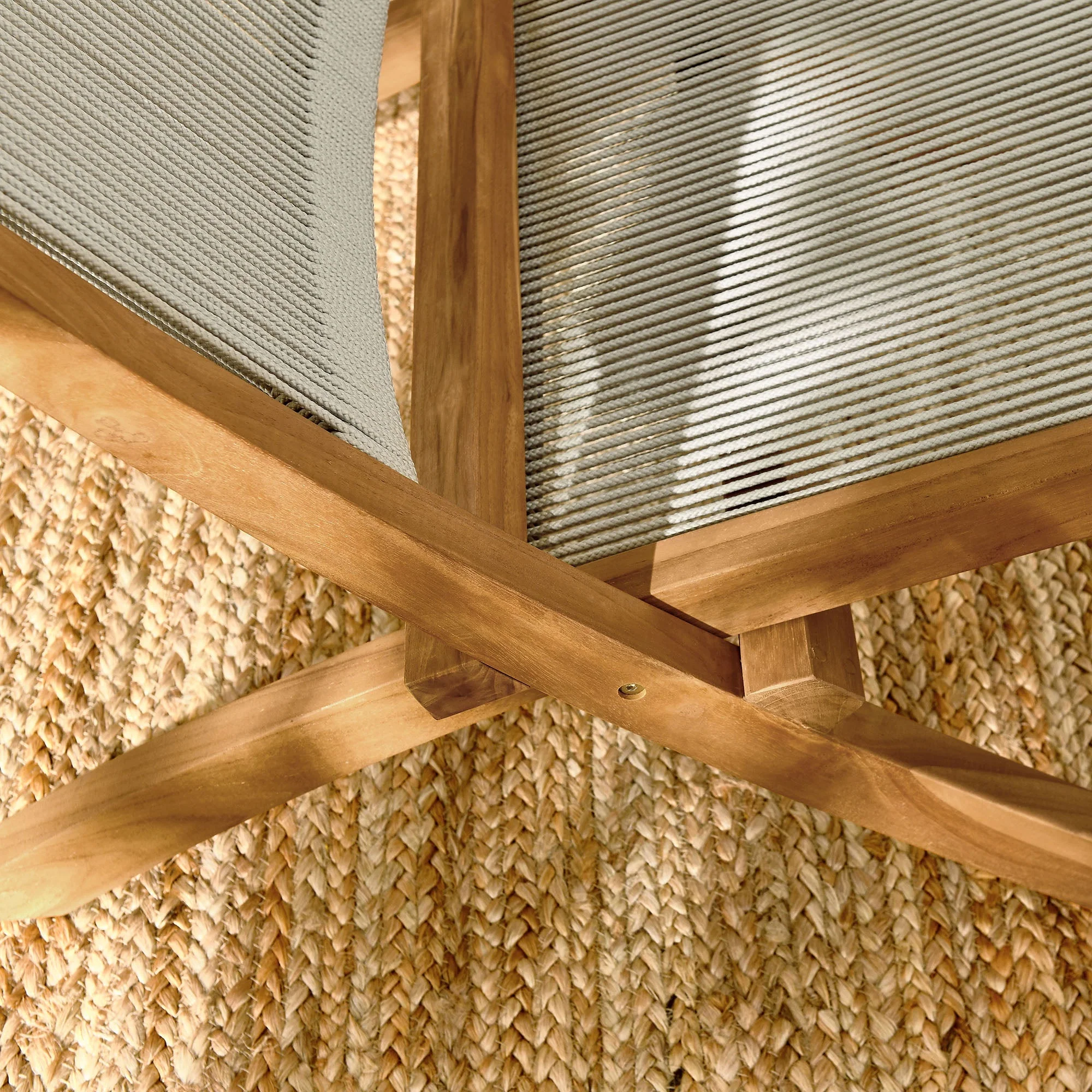 Vienna Outdoor Patio Teak and Rope Folding Accent Lounge Chair - Image 3