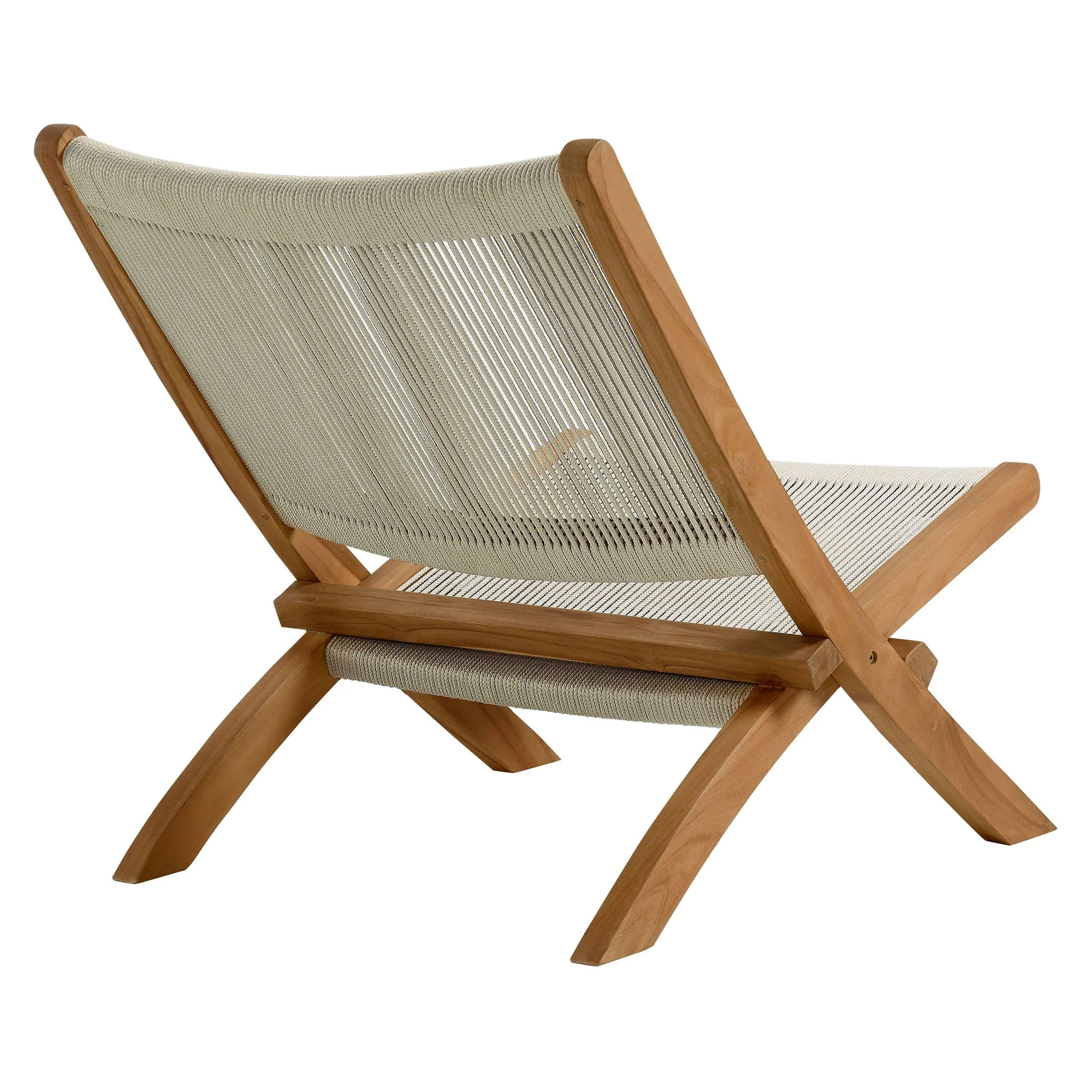Vienna Outdoor Patio Teak and Rope Folding Accent Lounge Chair - Image 5