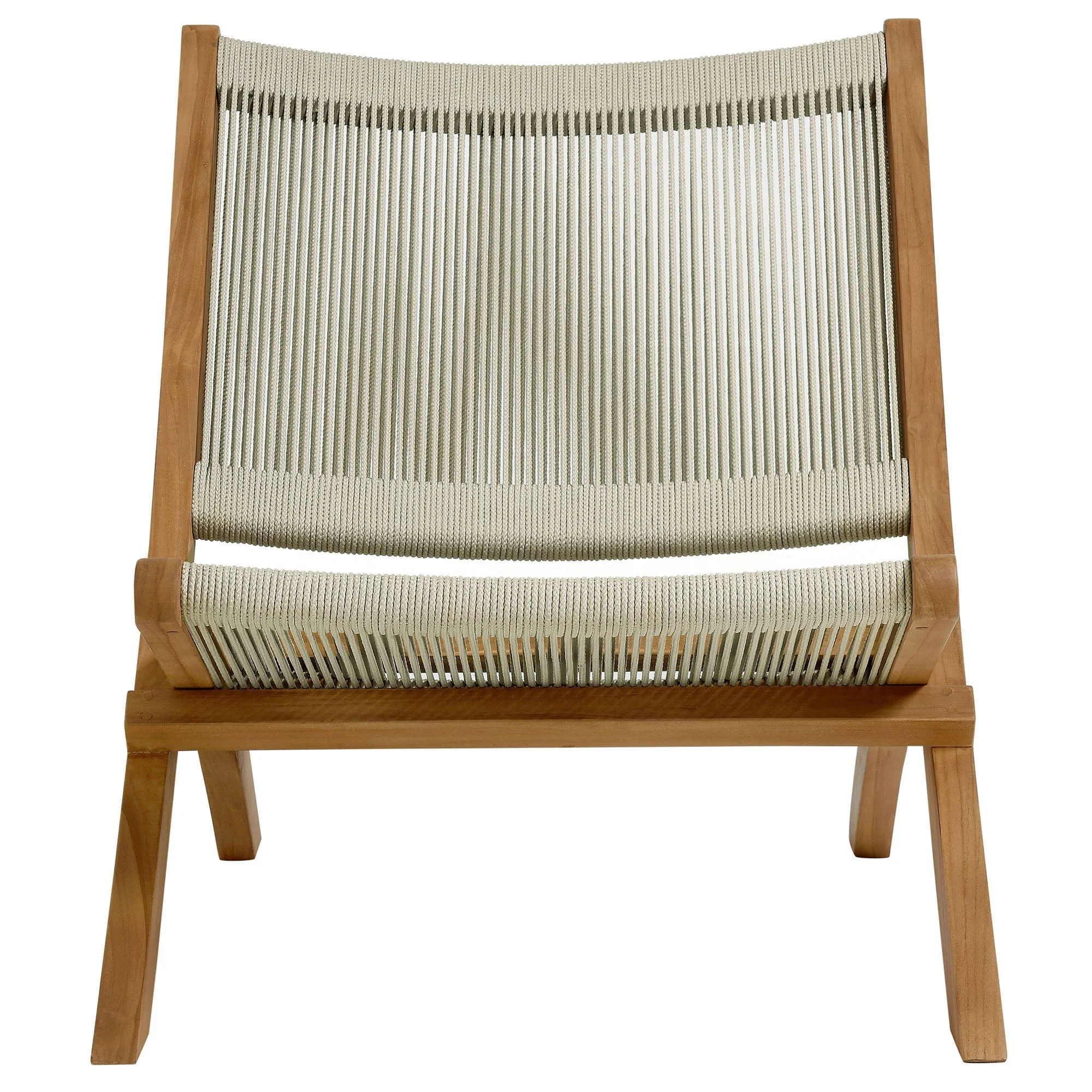 Vienna Outdoor Patio Teak and Rope Folding Accent Lounge Chair - Image 6