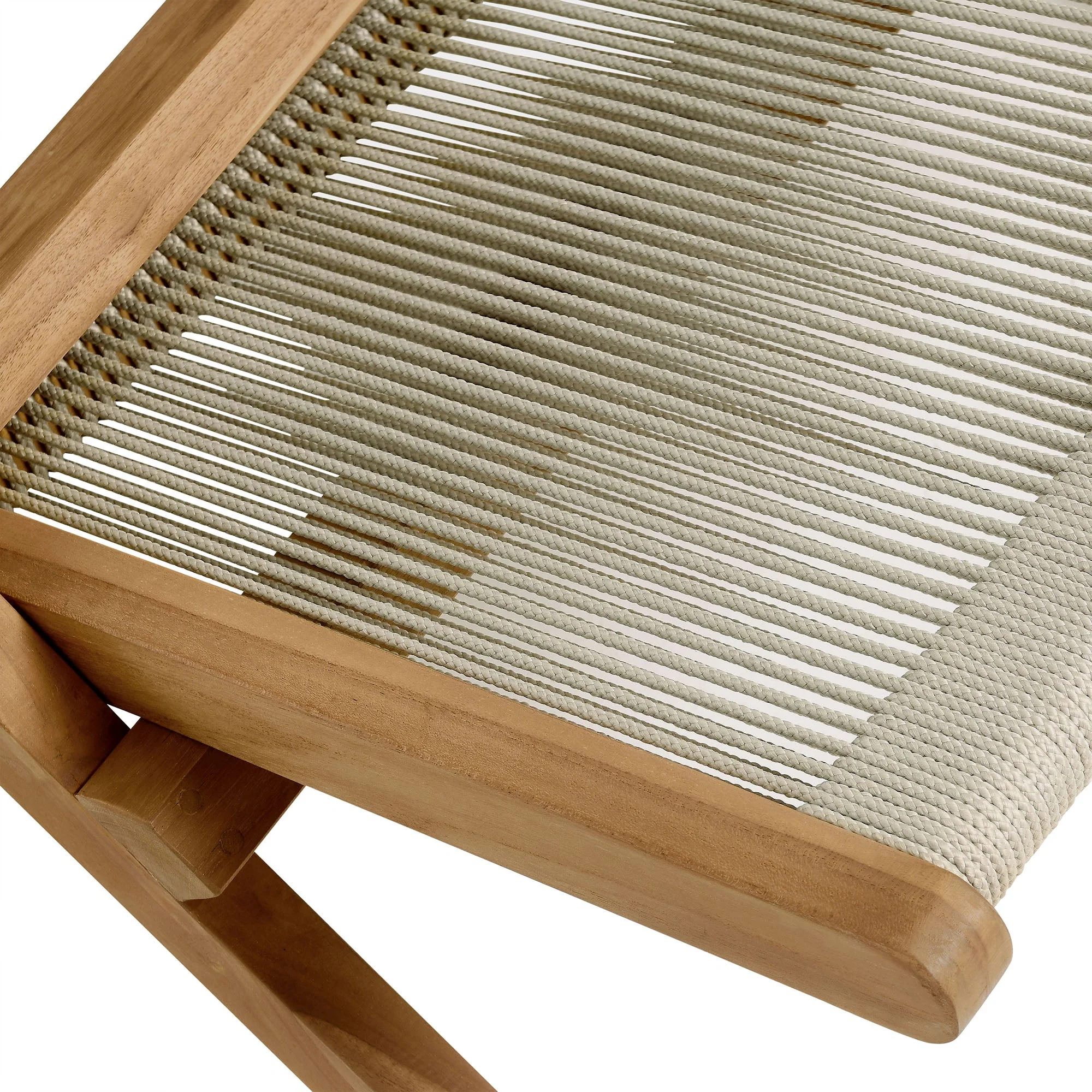 Vienna Outdoor Patio Teak and Rope Folding Accent Lounge Chair - Image 8