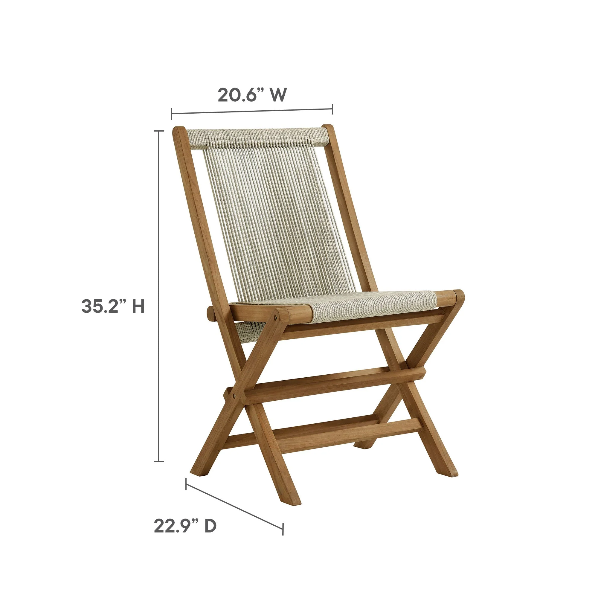 Vienna Outdoor Patio Teak and Rope Folding Chairs Set of 4 - Image 11