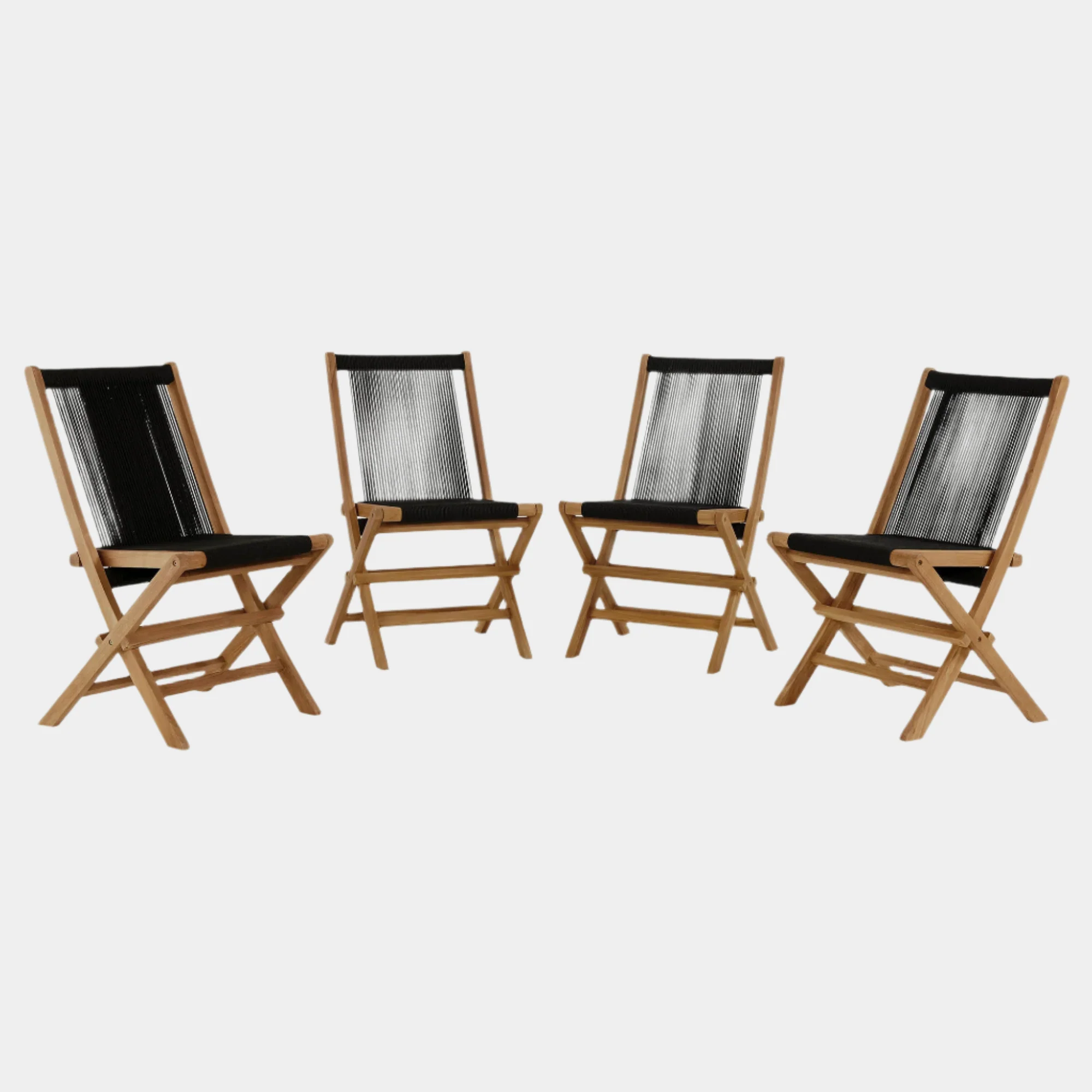 Vienna Outdoor Patio Teak and Rope Folding Chairs Set of 4 - Image 12