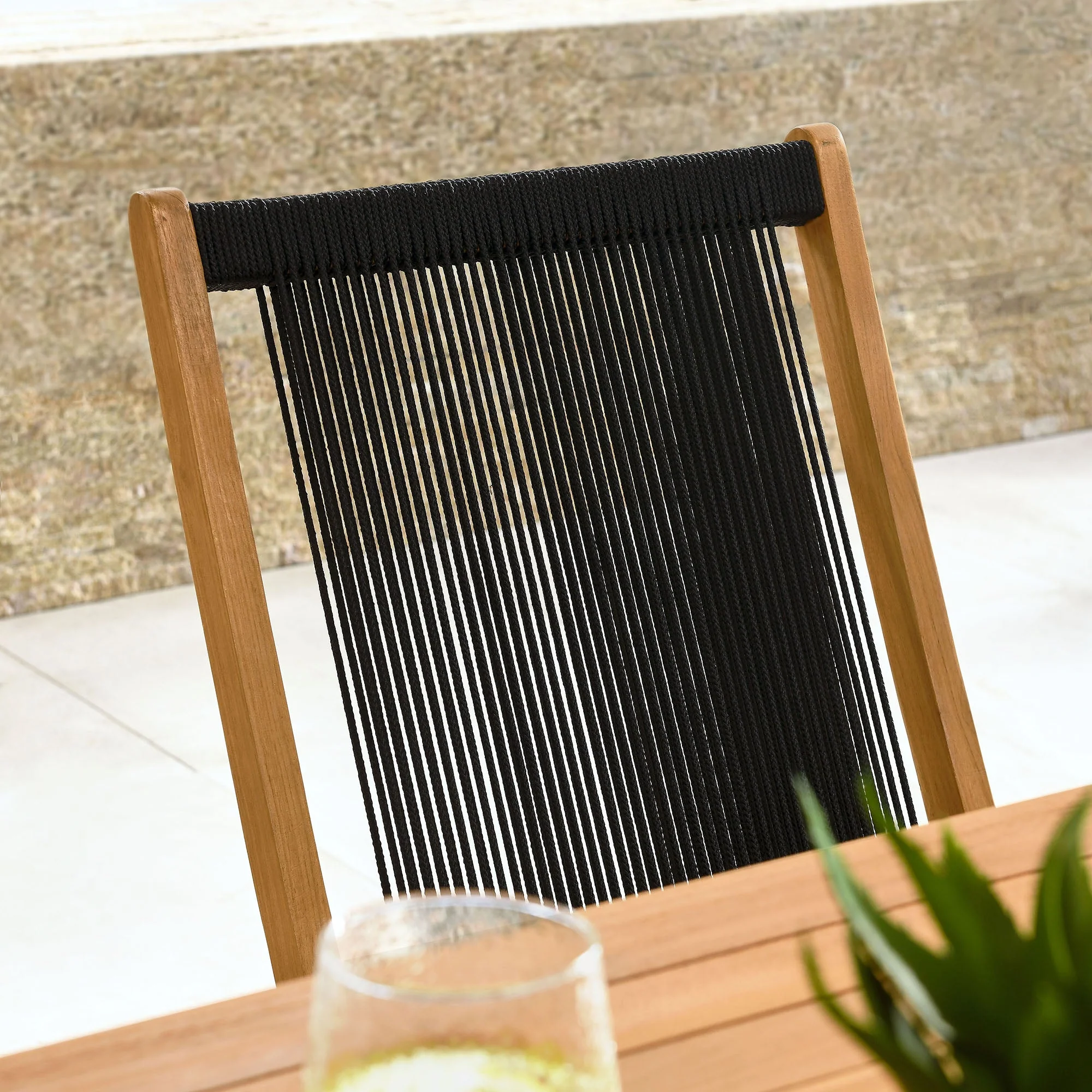 Vienna Outdoor Patio Teak and Rope Folding Chairs Set of 4 - Image 14