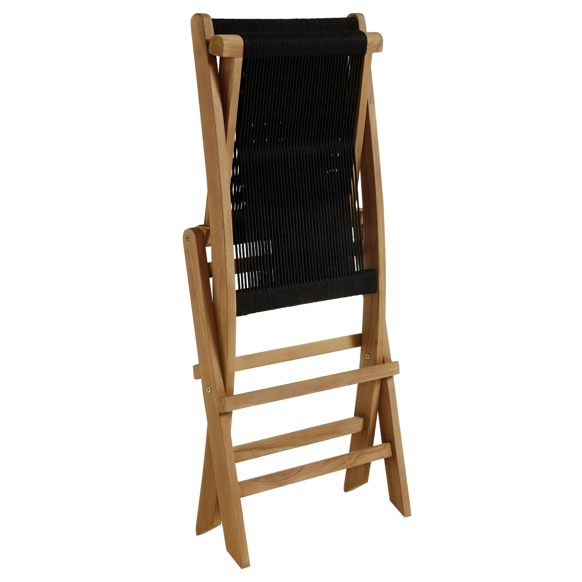 Vienna Outdoor Patio Teak and Rope Folding Chairs Set of 4 - Image 18
