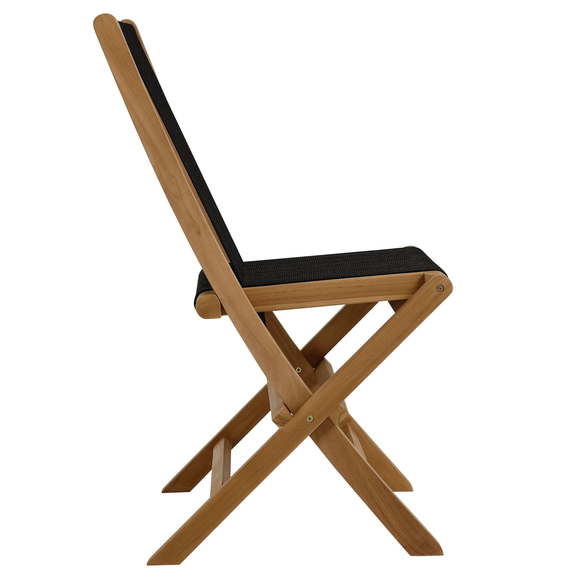 Vienna Outdoor Patio Teak and Rope Folding Chairs Set of 4 - Image 19