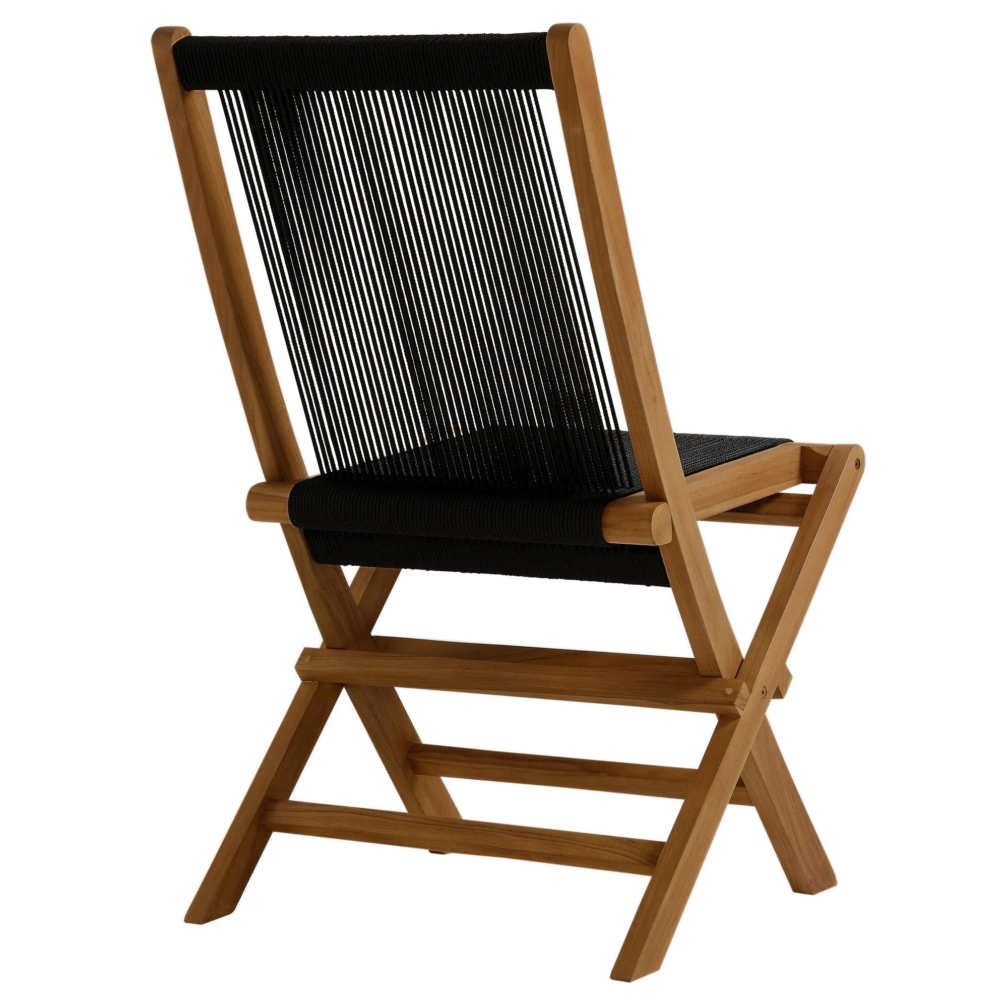 Vienna Outdoor Patio Teak and Rope Folding Chairs Set of 4 - Image 20