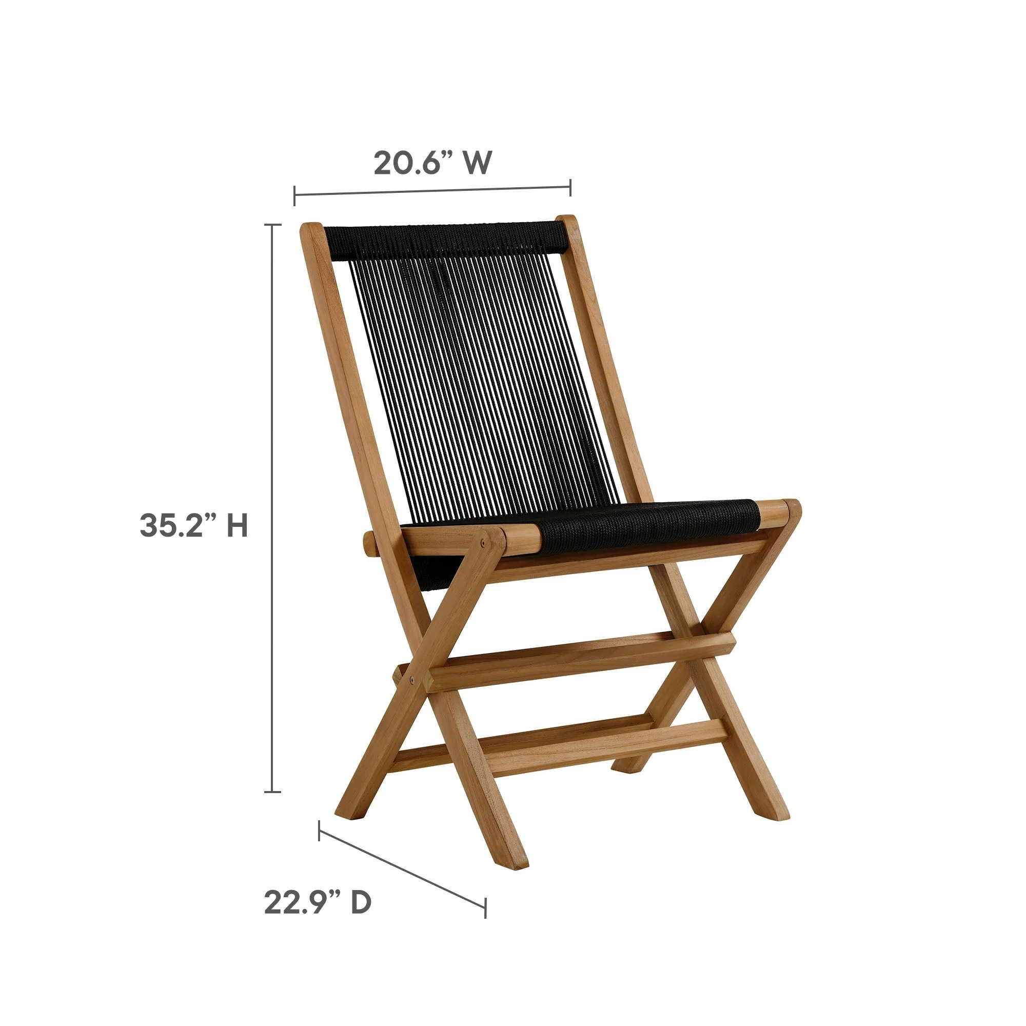 Vienna Outdoor Patio Teak and Rope Folding Chairs Set of 4 - Image 22