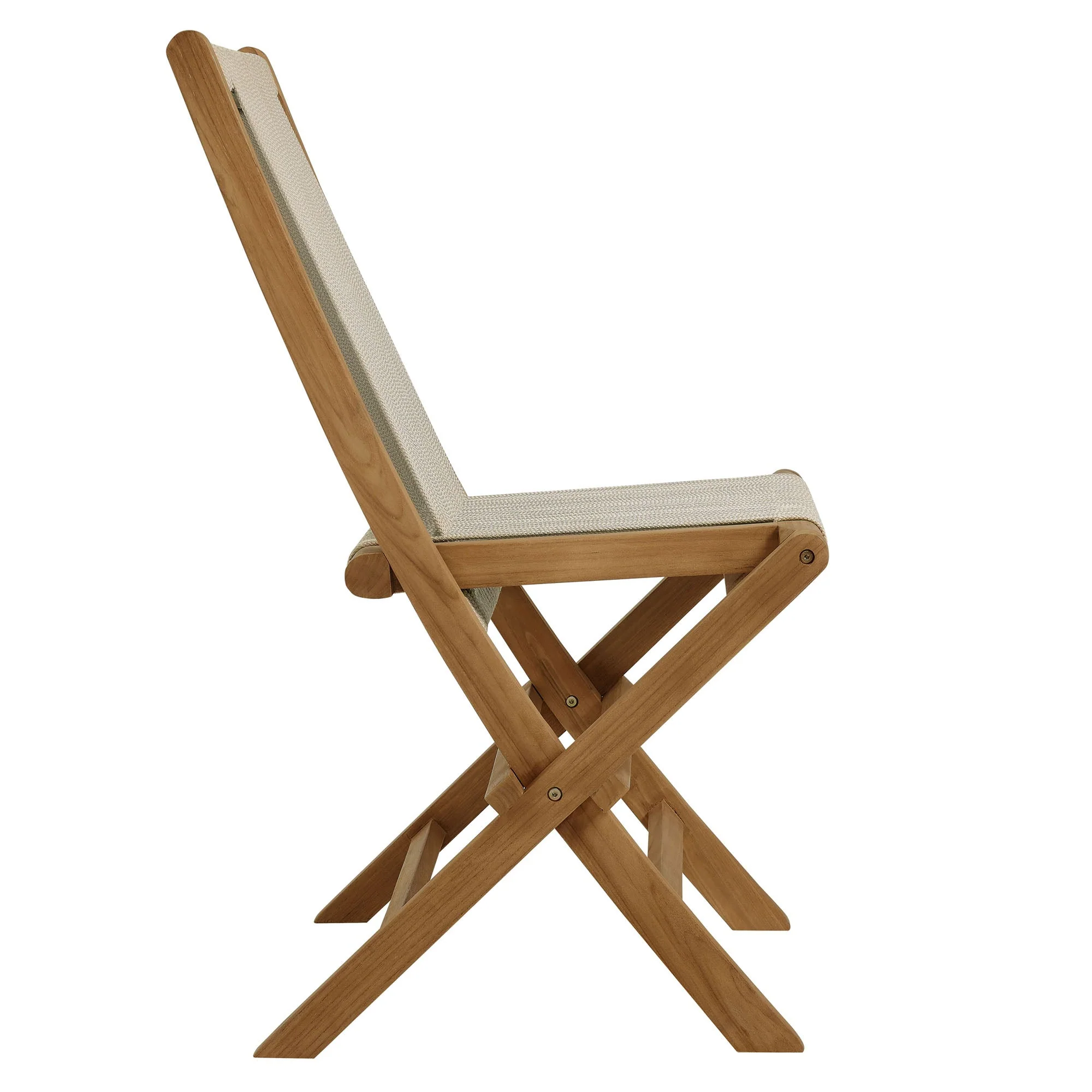 Vienna Outdoor Patio Teak and Rope Folding Chairs Set of 4 - Image 5