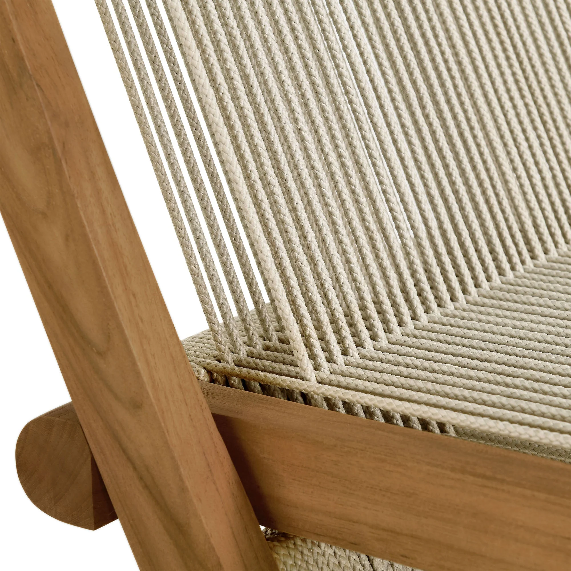 Vienna Outdoor Patio Teak and Rope Folding Chairs Set of 4 - Image 9