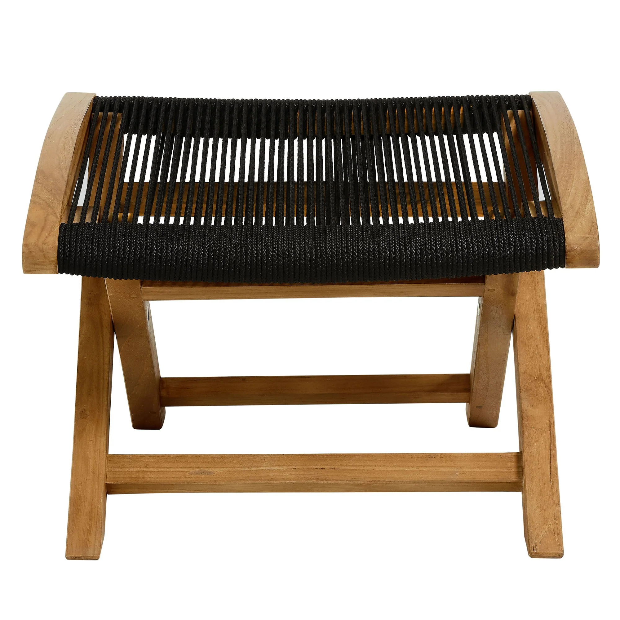 Vienna Outdoor Patio Teak and Rope Folding Ottoman - Image 14