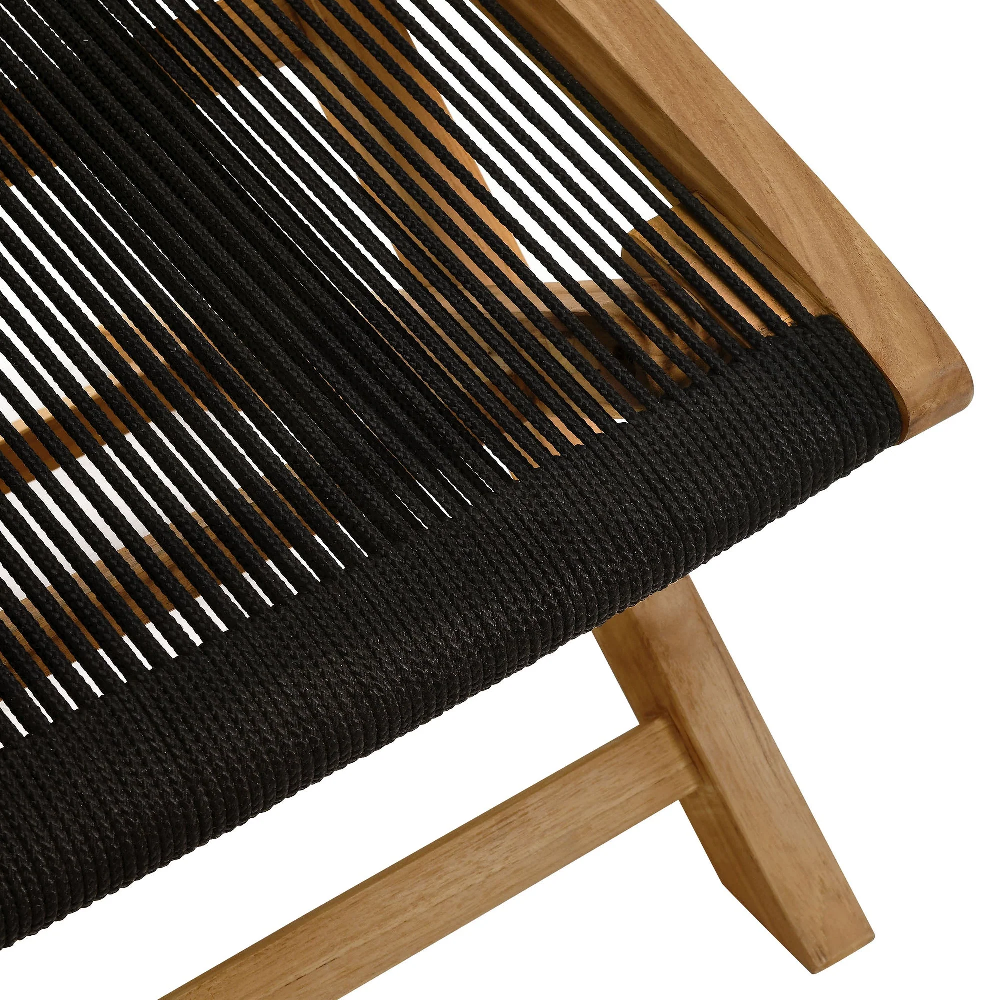 Vienna Outdoor Patio Teak and Rope Folding Ottoman - Image 16