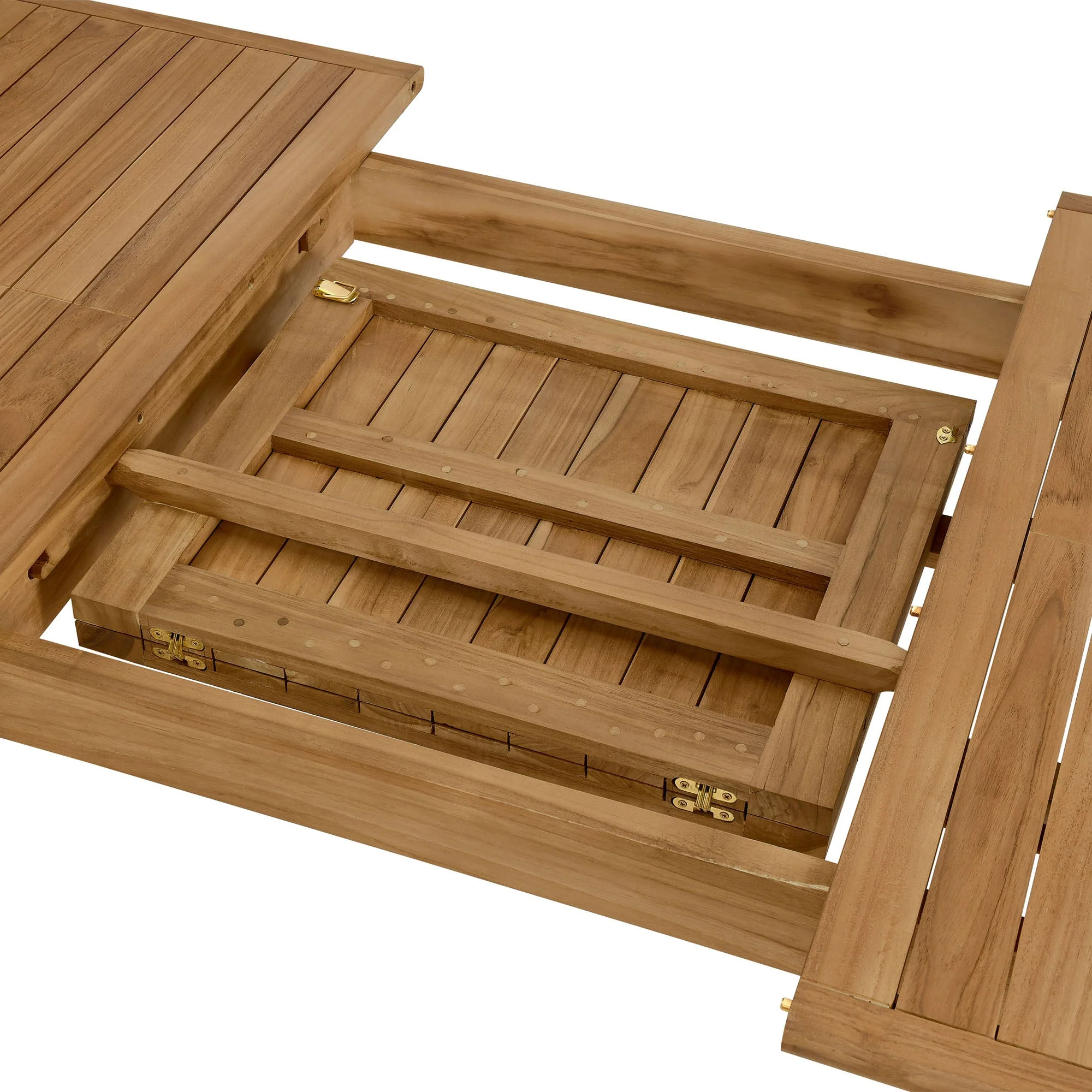 Vienna Outdoor Patio Teak Wood Extendable Dining Table in Natural - Image 11