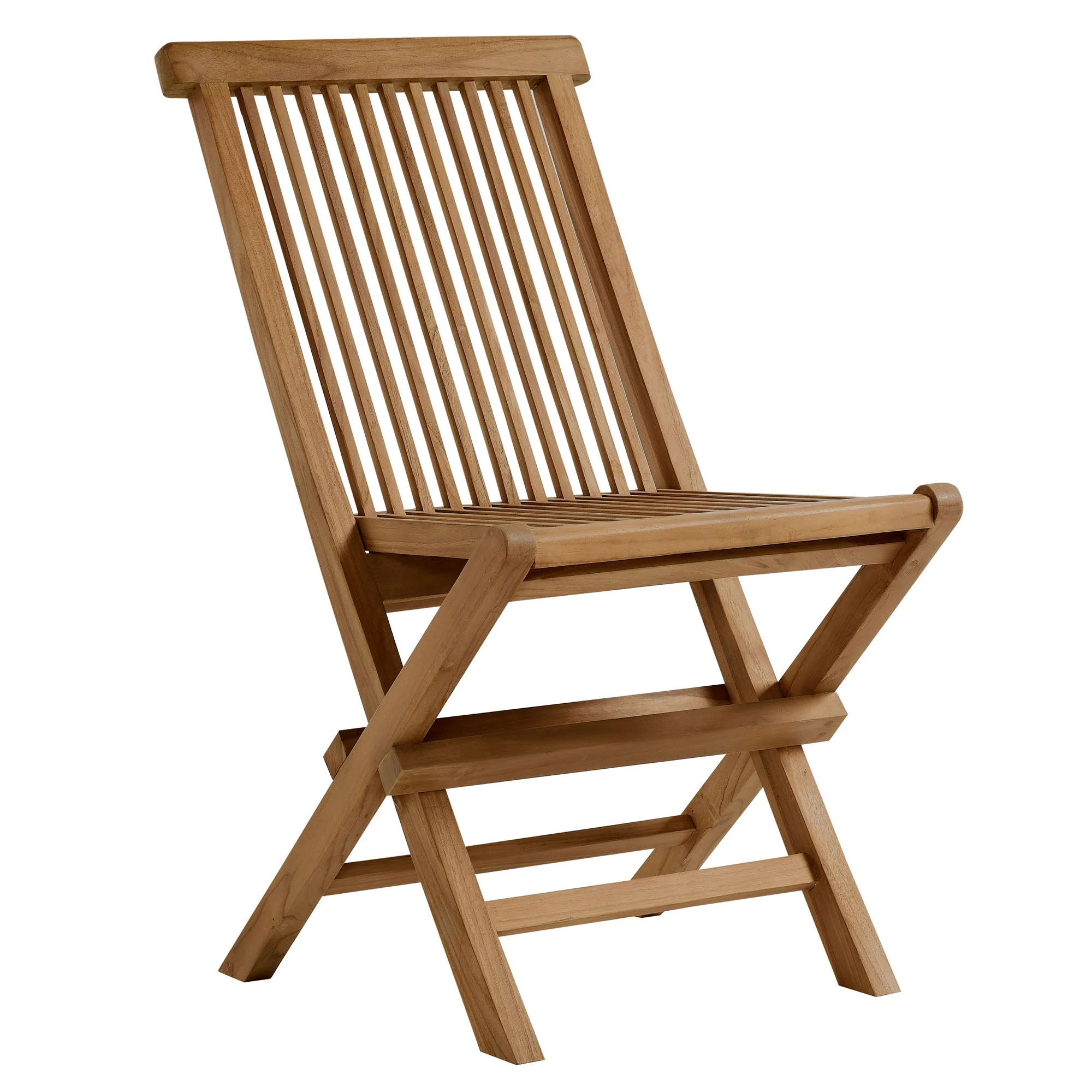Vienna Outdoor Patio Teak Wood Folding Dining Chairs Set of 4 in Natural - Image 4