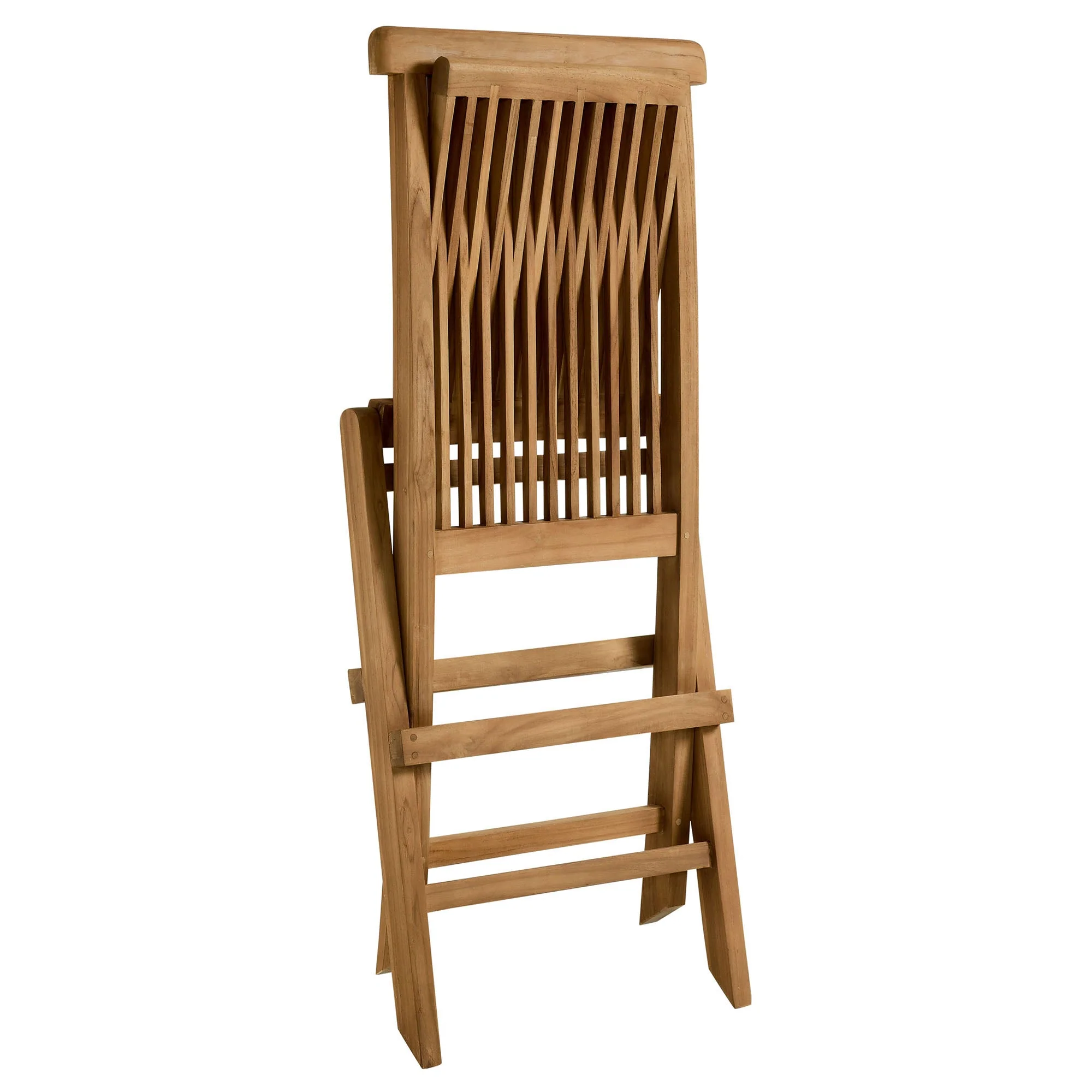 Vienna Outdoor Patio Teak Wood Folding Dining Chairs Set of 4 in Natural - Image 8