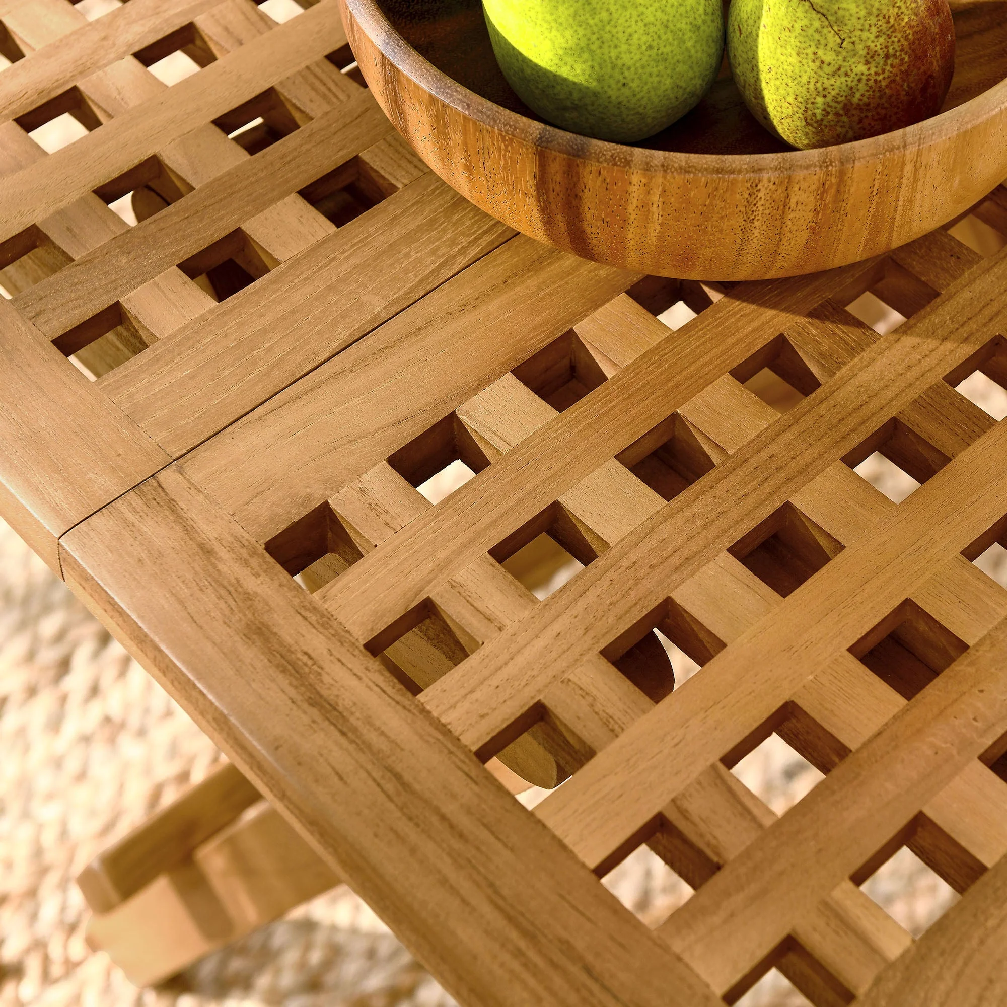 Vienna Outdoor Patio Teak Wood Side Table in Natural - Image 3