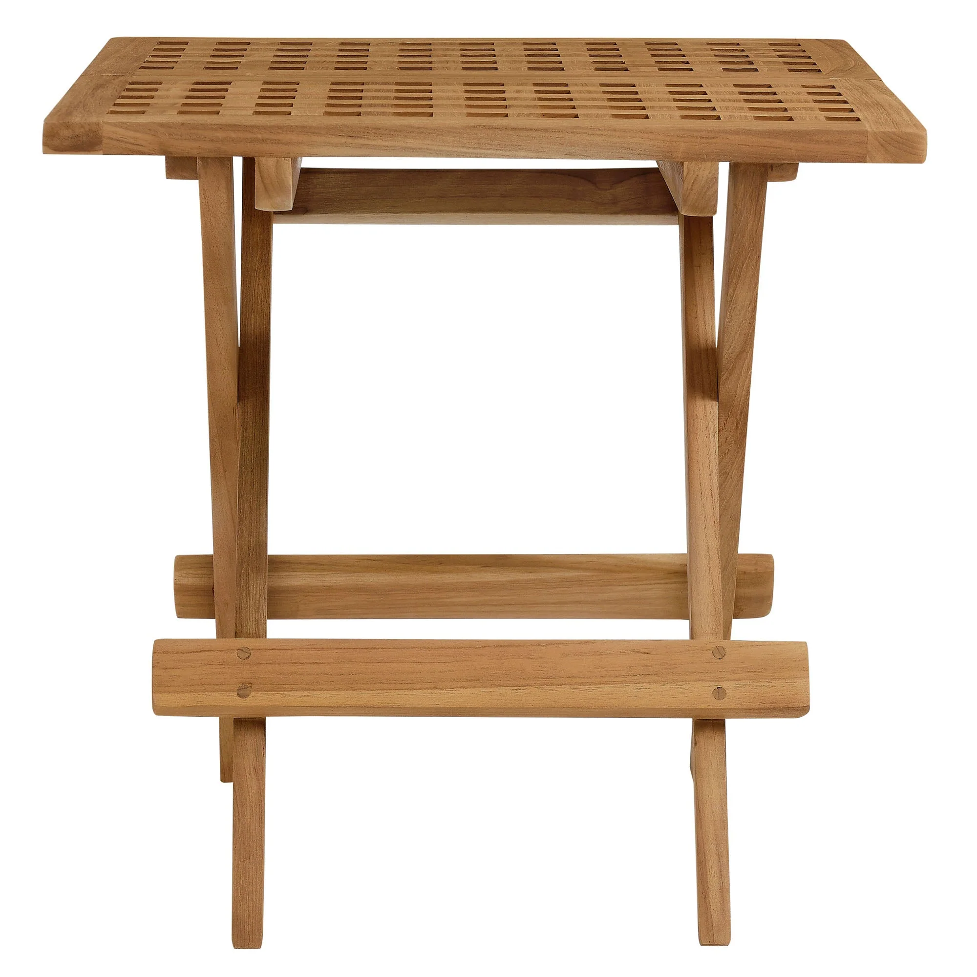 Vienna Outdoor Patio Teak Wood Side Table in Natural - Image 4
