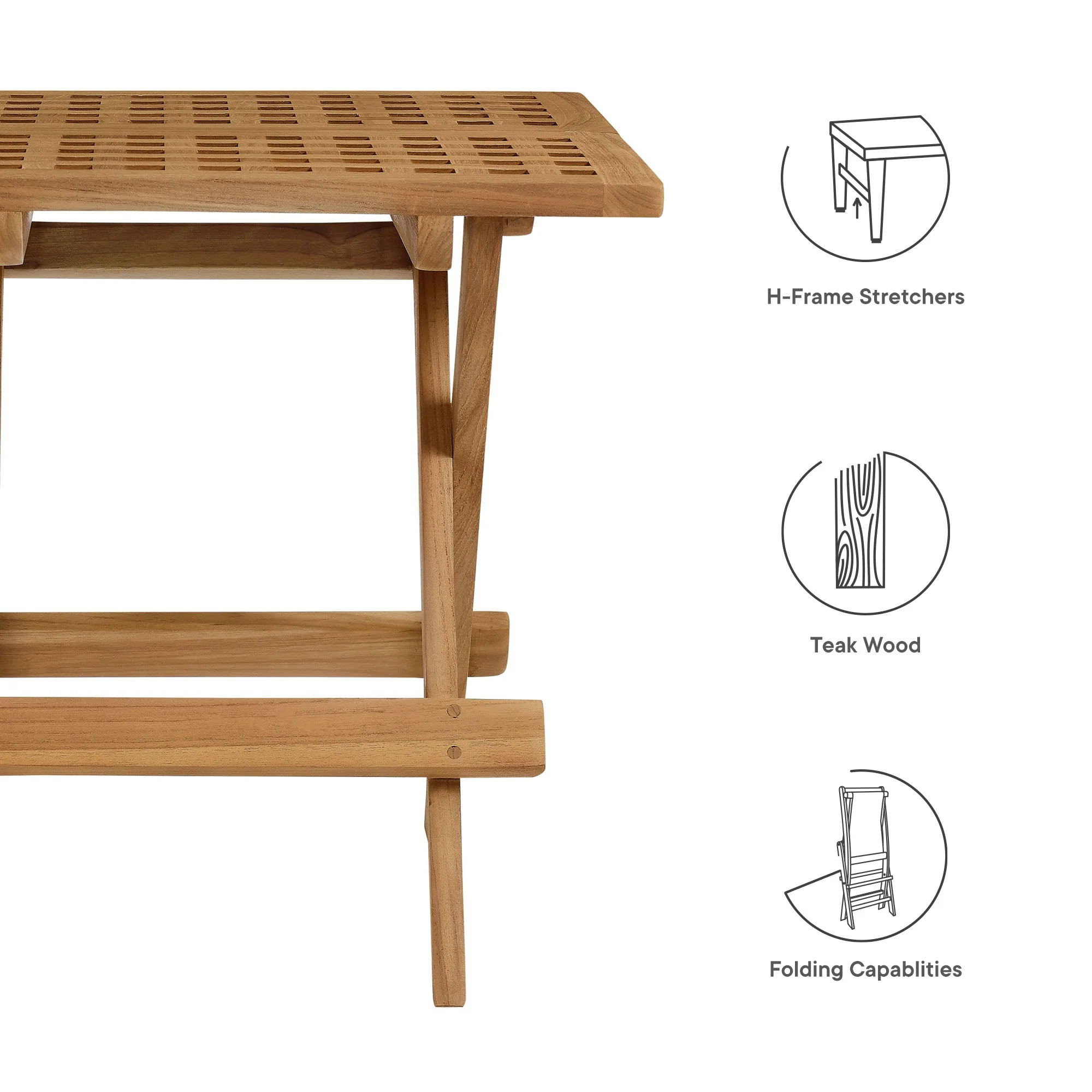 Vienna Outdoor Patio Teak Wood Side Table in Natural - Image 5