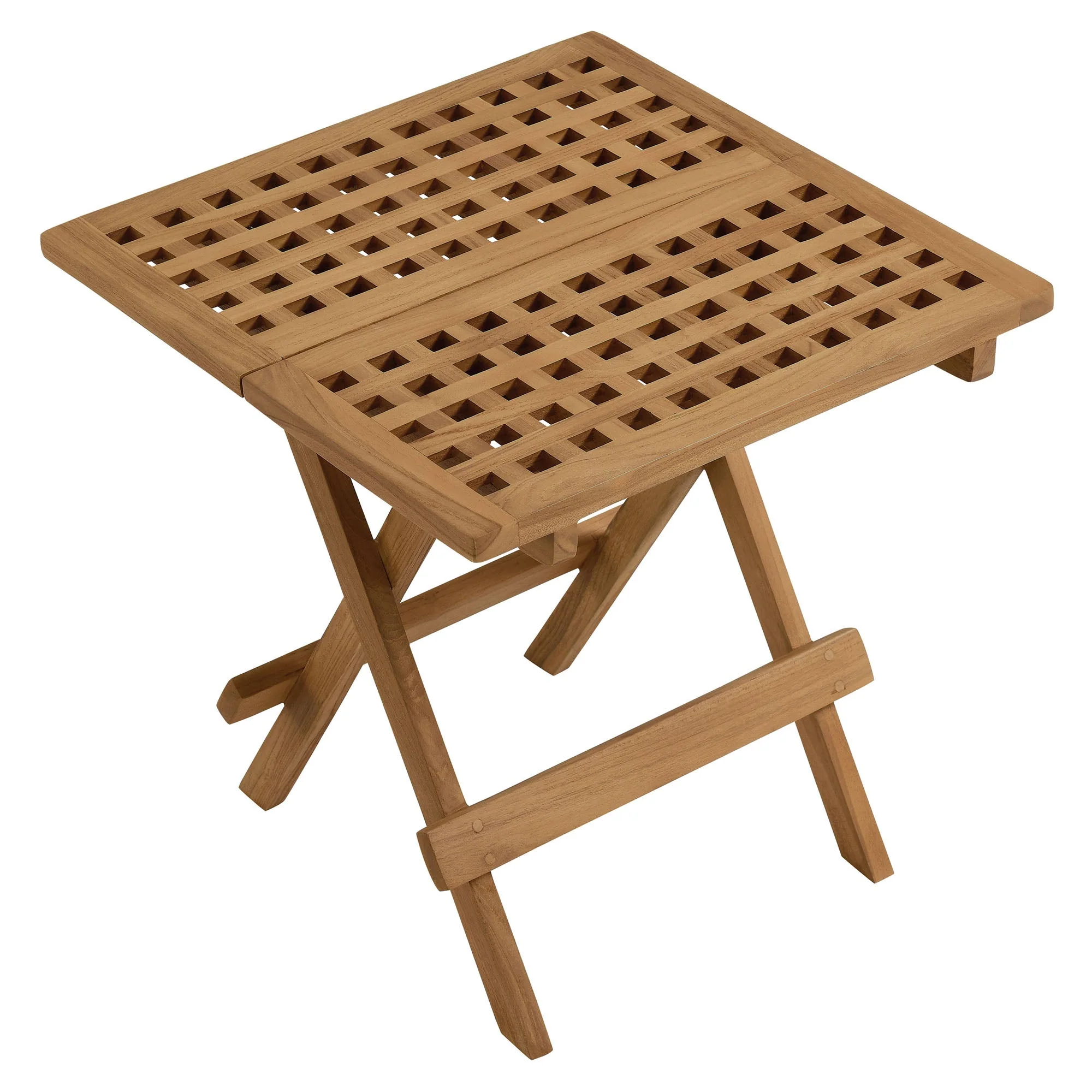 Vienna Outdoor Patio Teak Wood Side Table in Natural - Image 7
