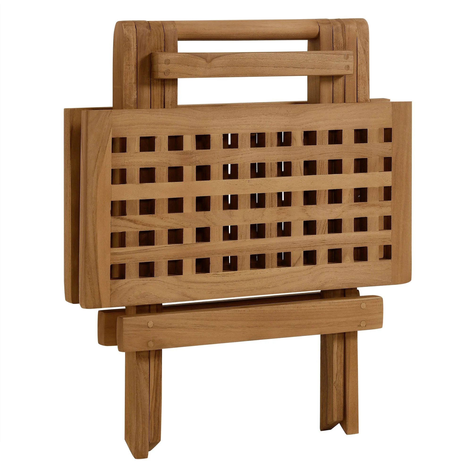 Vienna Outdoor Patio Teak Wood Side Table in Natural - Image 8