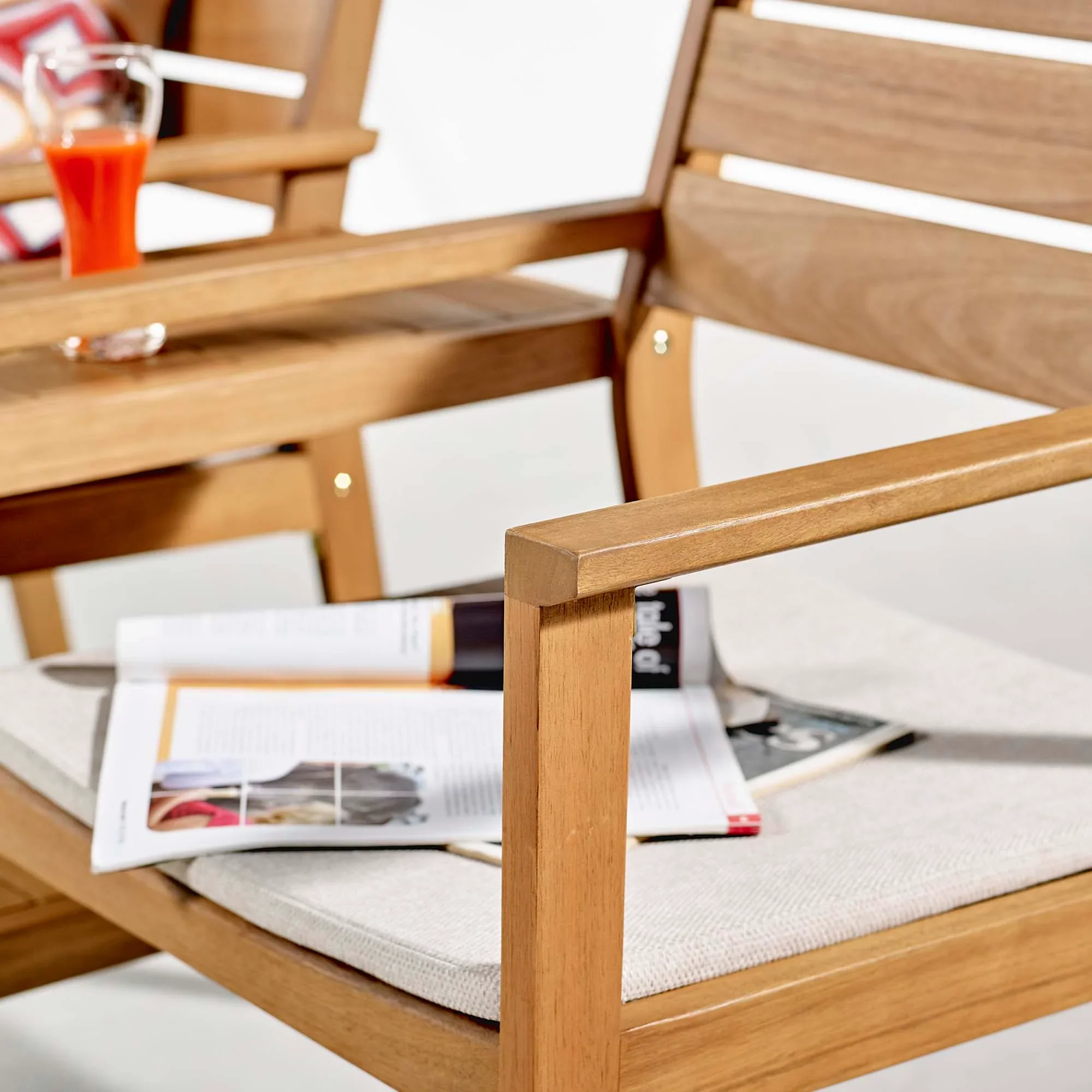Viewscape Outdoor Patio Ash Wood Jack and Jill Chair Set in Natural Taupe - Image 3