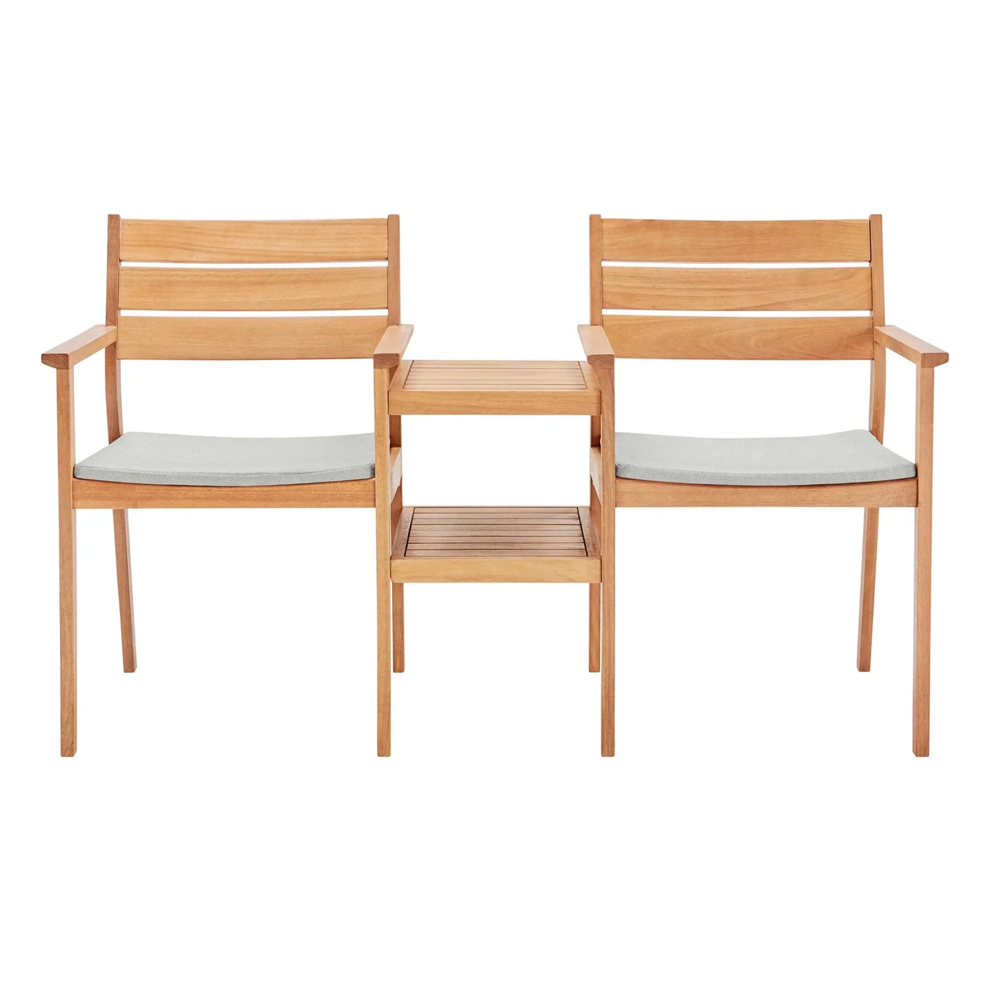Viewscape Outdoor Patio Ash Wood Jack and Jill Chair Set in Natural Taupe - Image 4