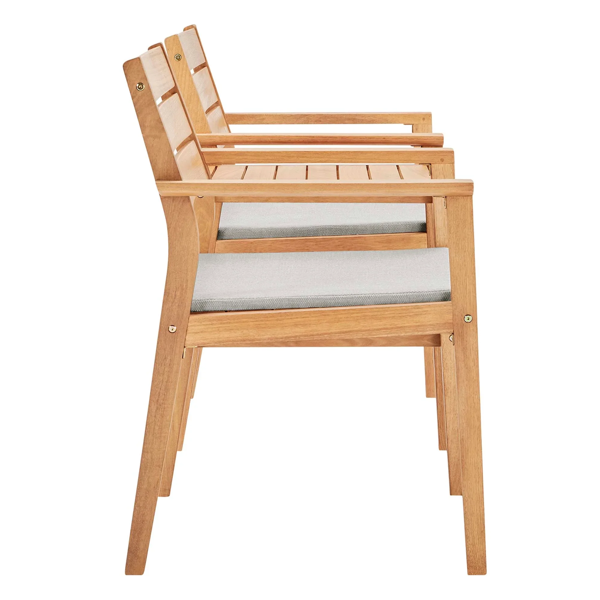 Viewscape Outdoor Patio Ash Wood Jack and Jill Chair Set in Natural Taupe - Image 6