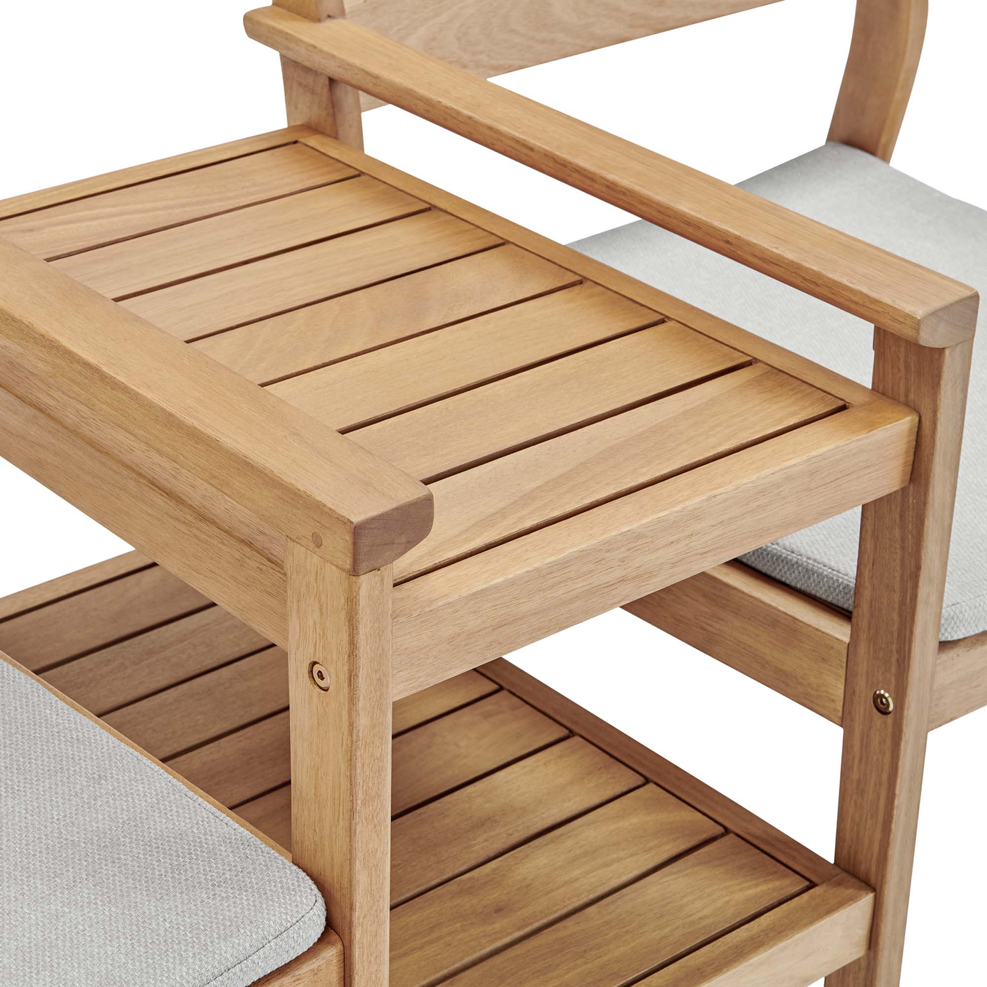 Viewscape Outdoor Patio Ash Wood Jack and Jill Chair Set in Natural Taupe - Image 7