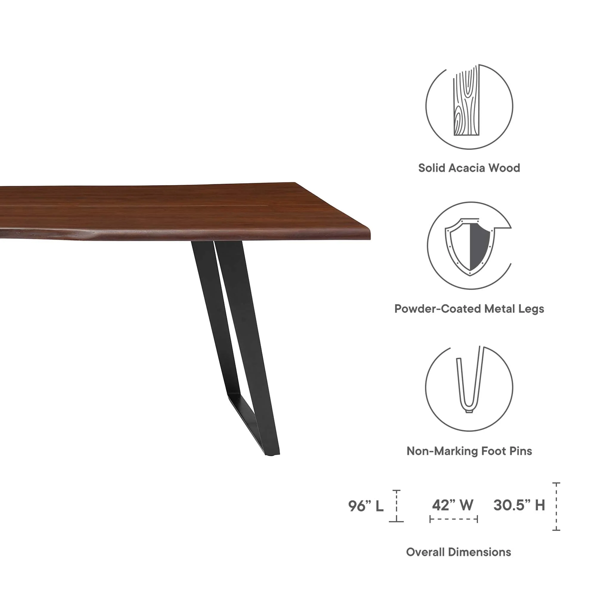 Viggo 96" Live Edge Acacia Wood Acacia Wood Dining Table - Image 9