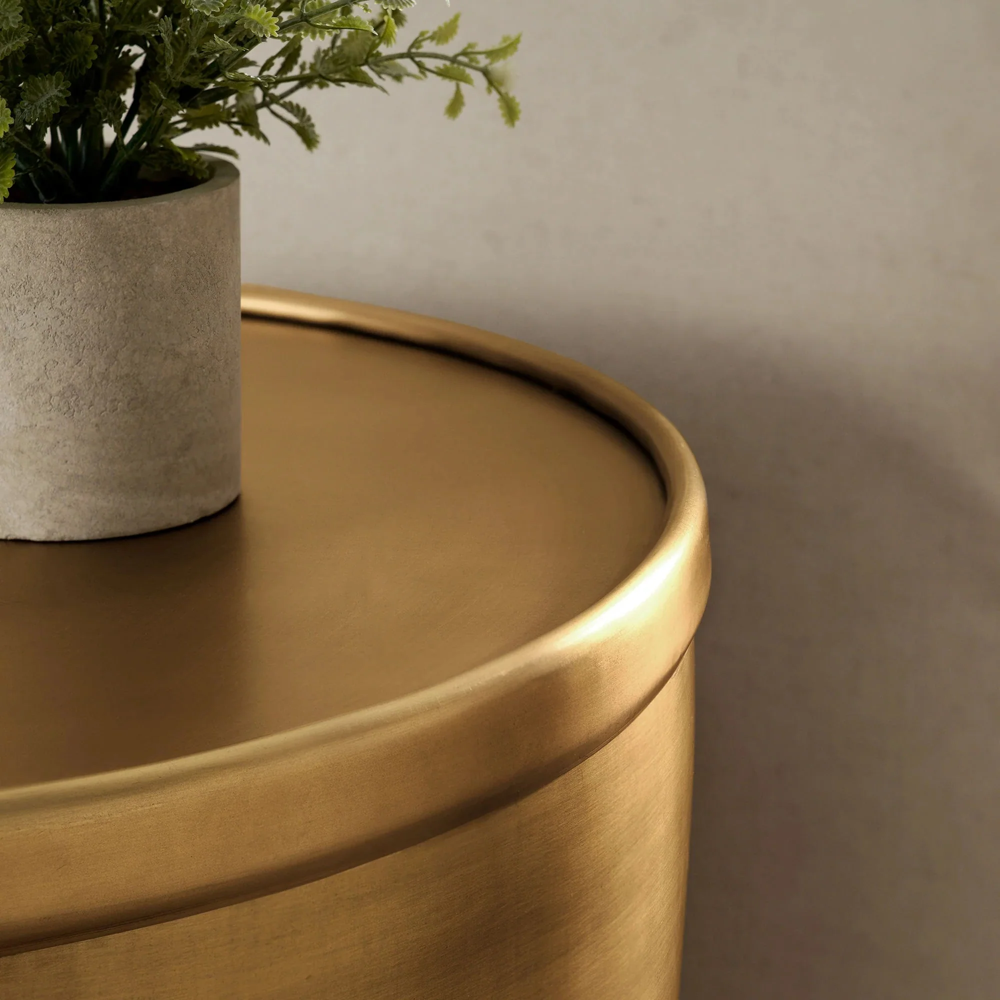 Viora Metal Storage Side Table in Burnished Brass - Image 4