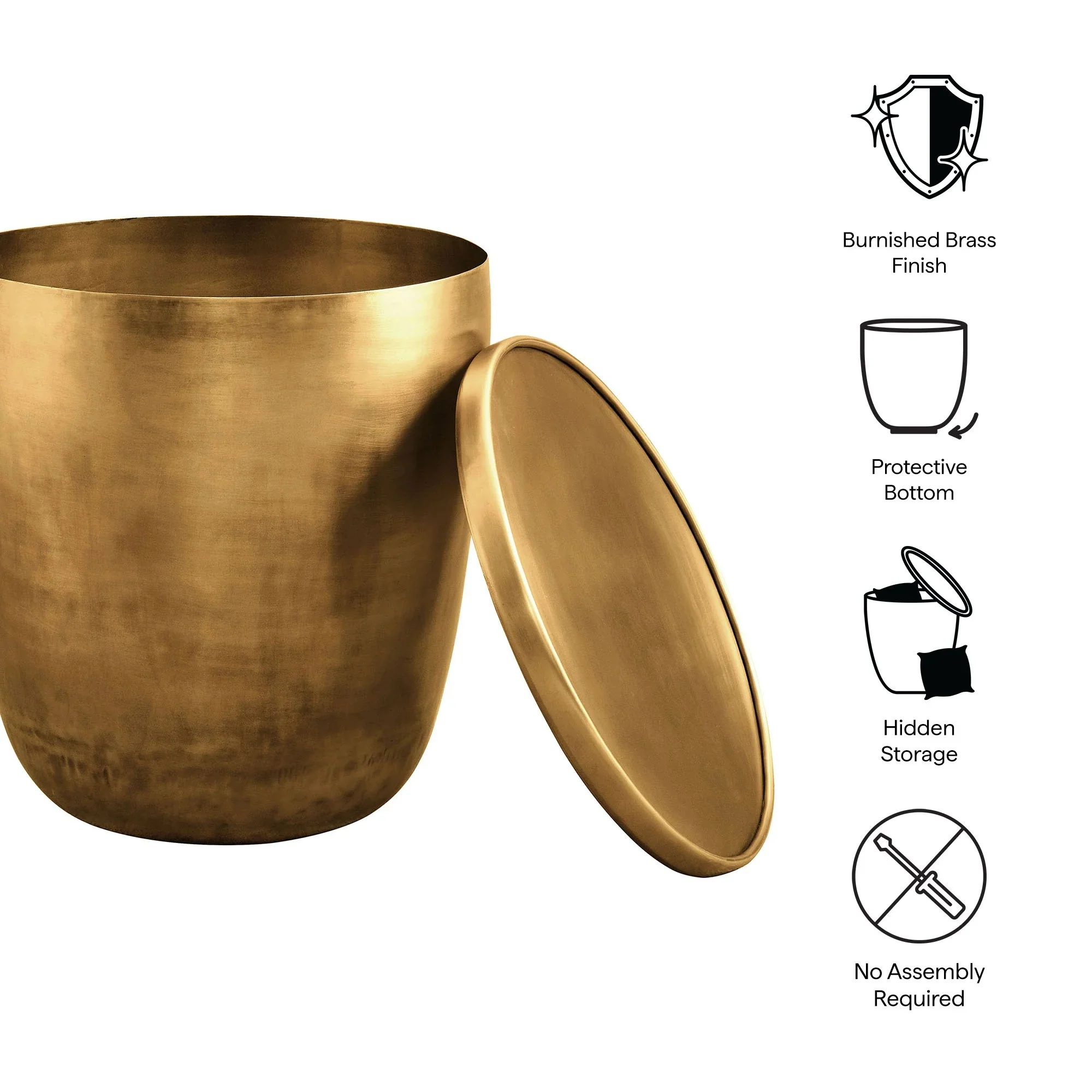 Viora Metal Storage Side Table in Burnished Brass - Image 9