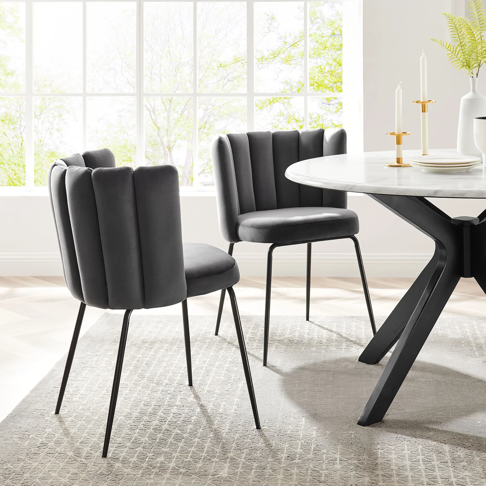Virtue Performance Velvet Dining Chair Set of 2 - Image 8