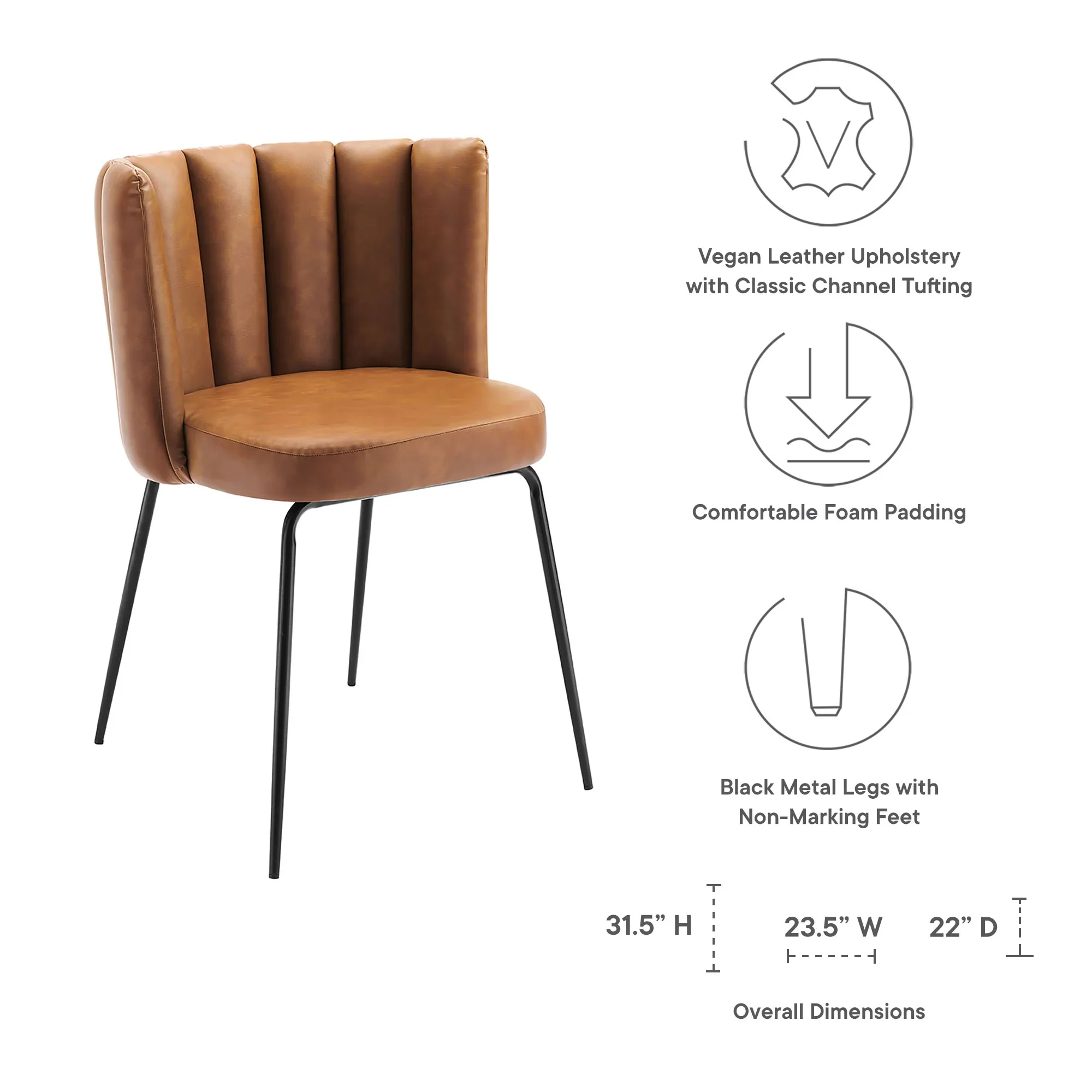Virtue Vegan Leather Dining Chair Set of 2 - Image 6