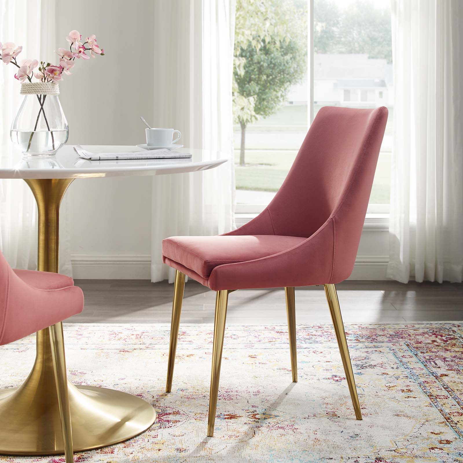 Viscount Modern Accent Performance Velvet Dining Chair - Image 7