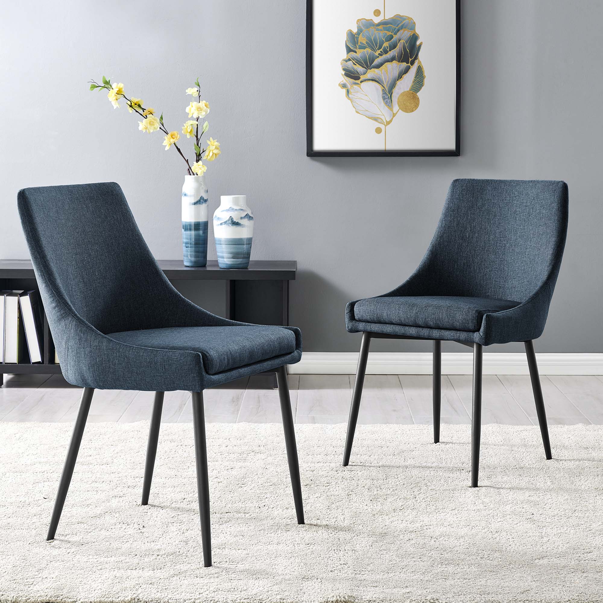 Viscount Upholstered Fabric Dining Chairs Set of 2 - Image 8