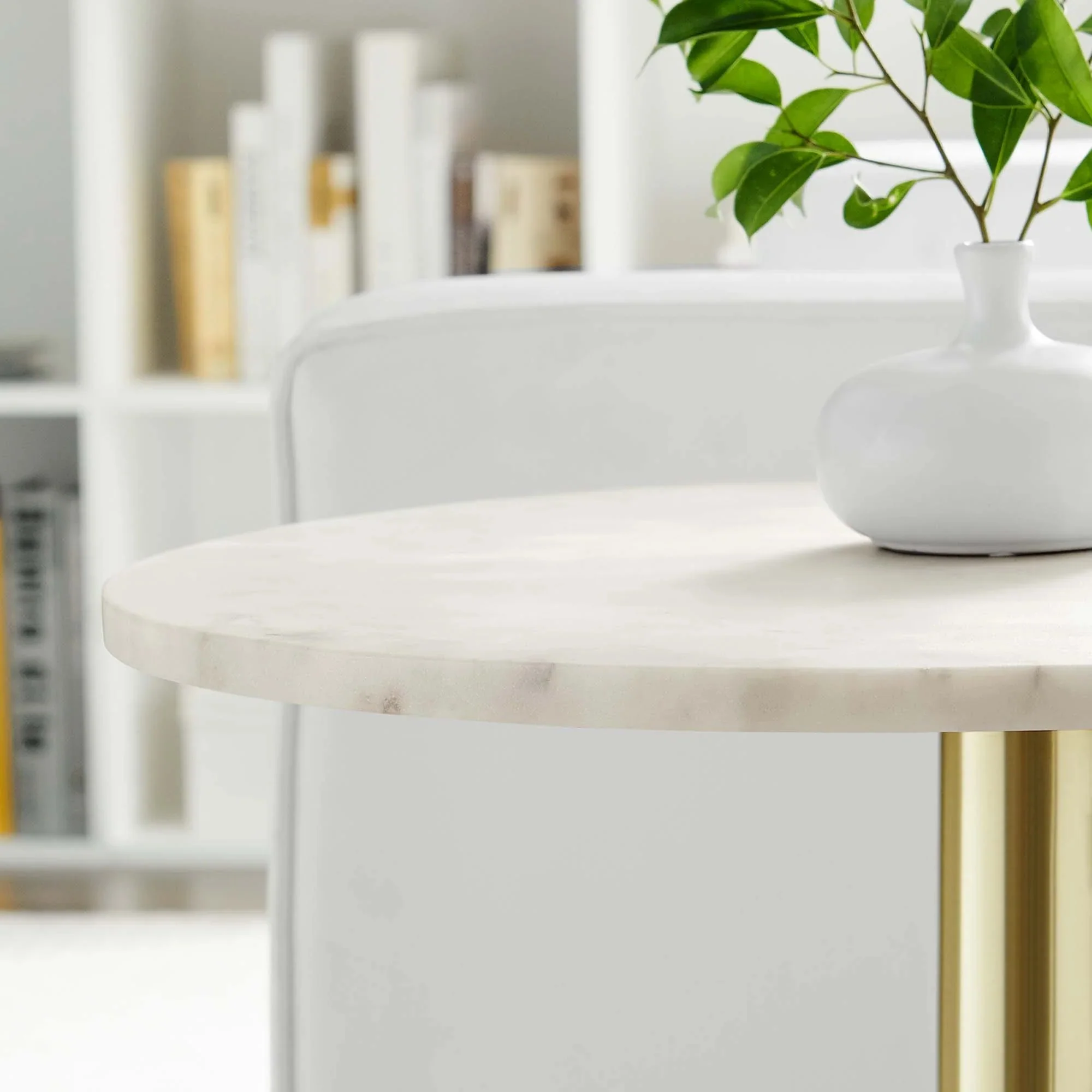 Viva Round White Marble Side Table - Image 3