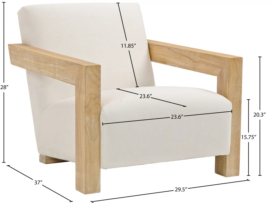Ward Linen Textured Fabric Upholstered Accent Chair - Image 7