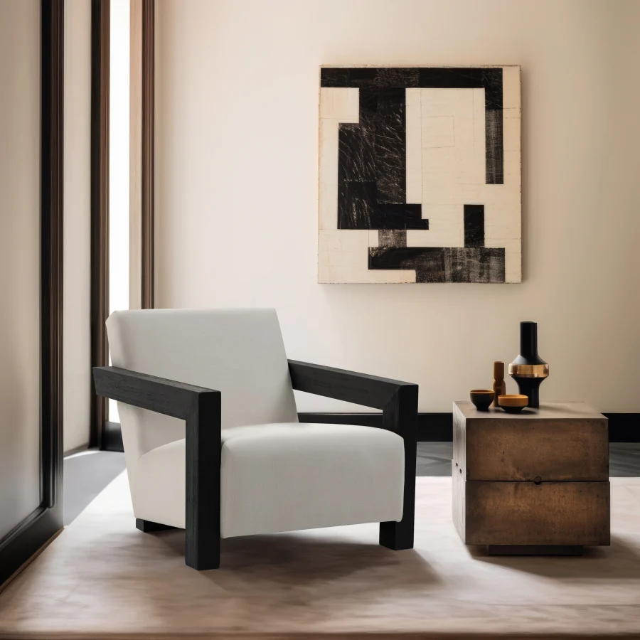 Ward Linen Textured Fabric Upholstered Accent Chair - Image 2