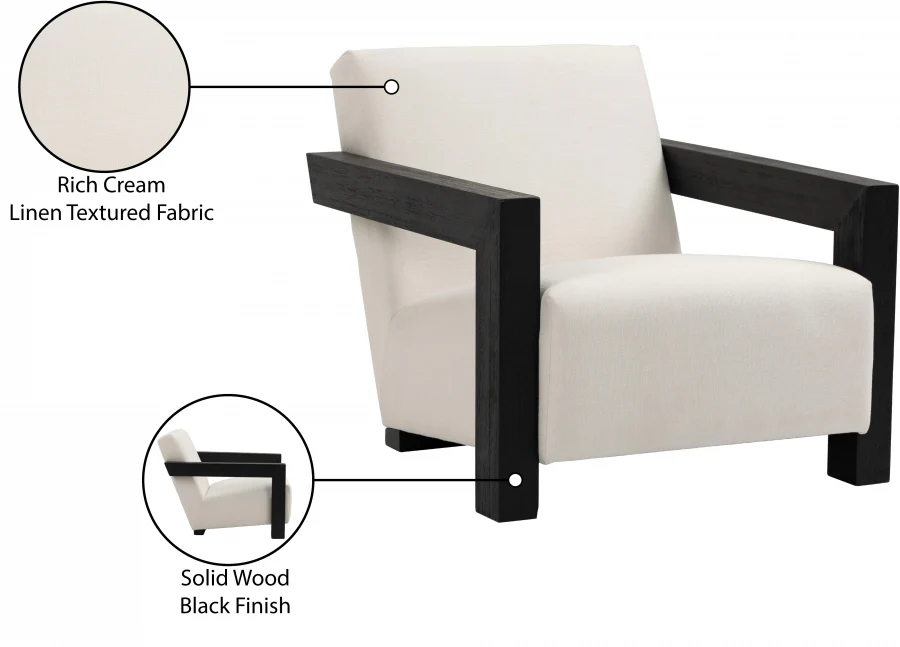 Ward Linen Textured Fabric Upholstered Accent Chair - Image 8