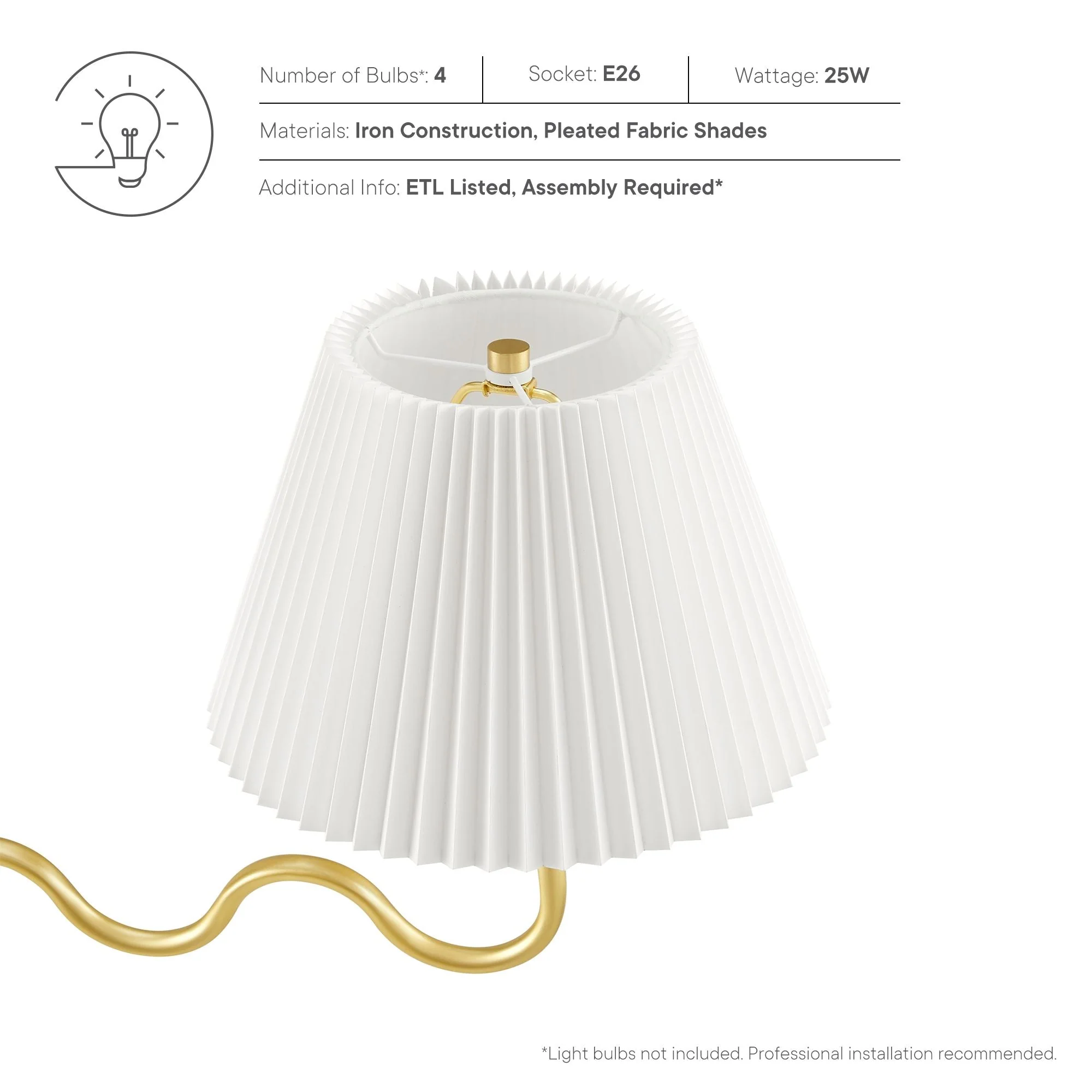 Wave Squiggle 4-Arm Pendant Light - Image 19