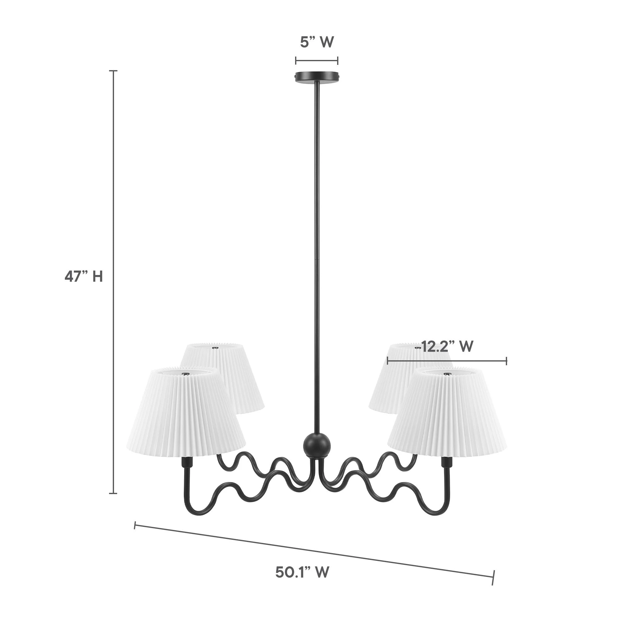 Wave Squiggle 4-Arm Pendant Light - Image 8