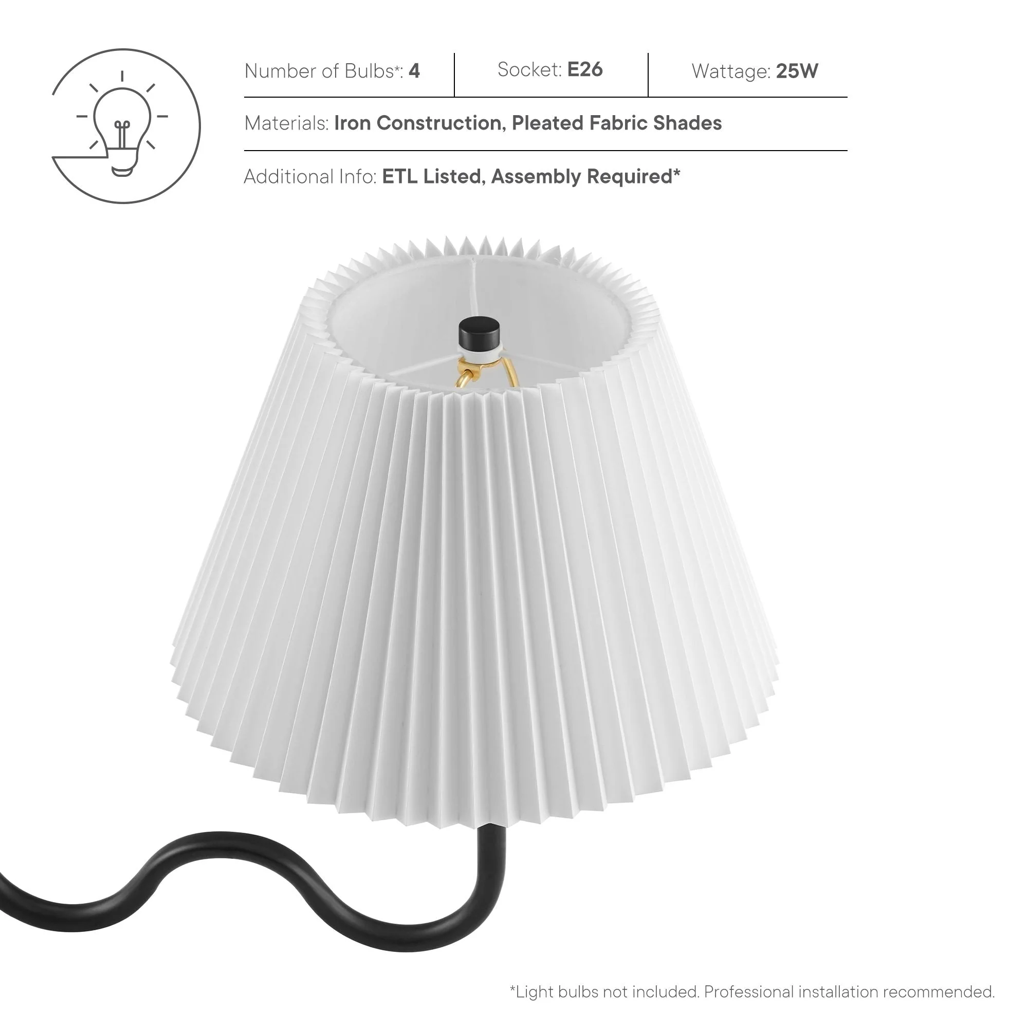 Wave Squiggle 4-Arm Pendant Light - Image 9