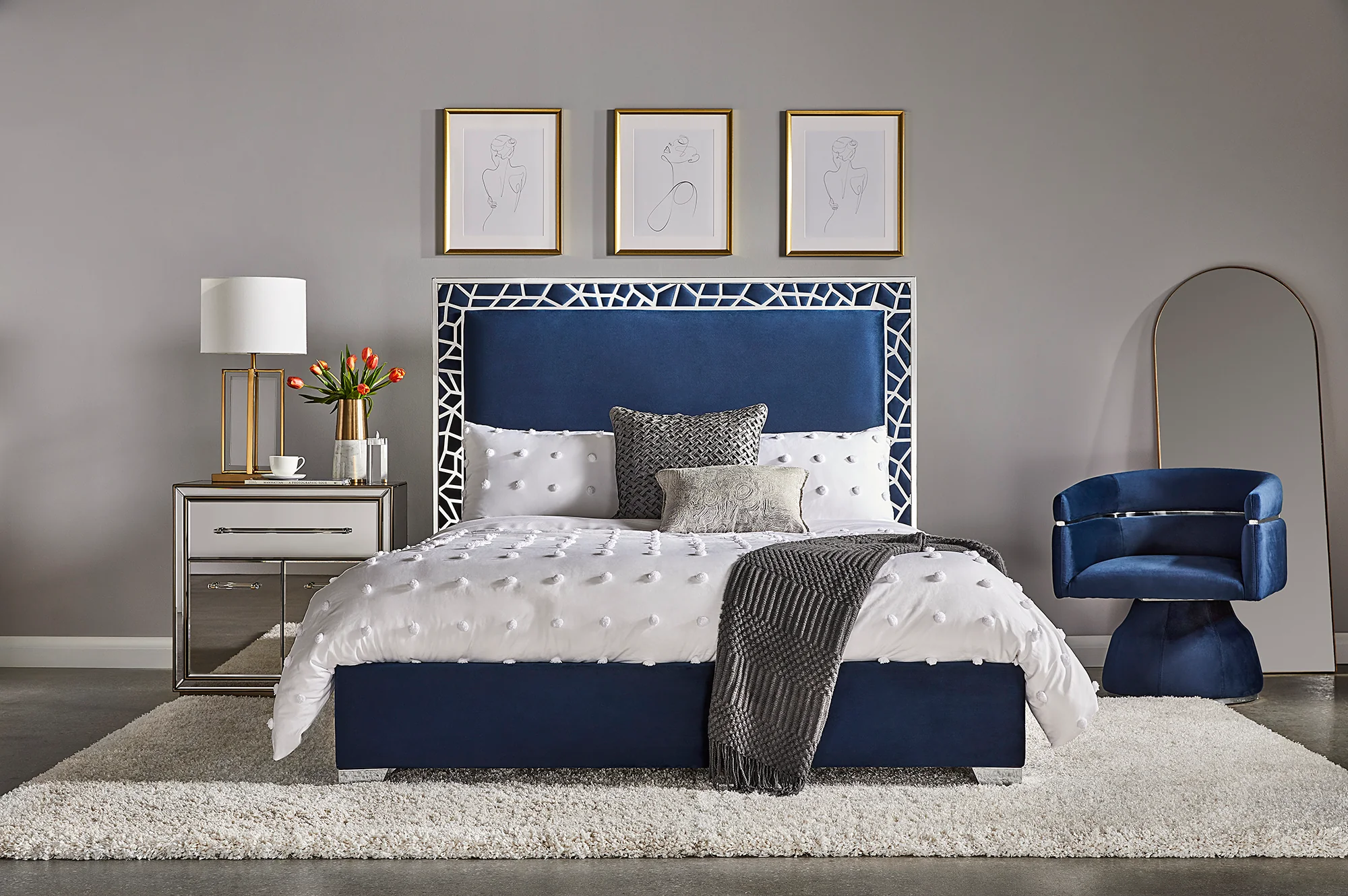 Wellington Bed: Blue Velvet - Image 2